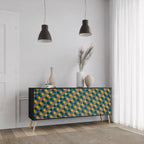 PAINTED SQUARES MIX 3-Door Sideboard in Black Finish