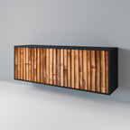 NATURAL WOOD 3-Door Sideboard in Black Finish
