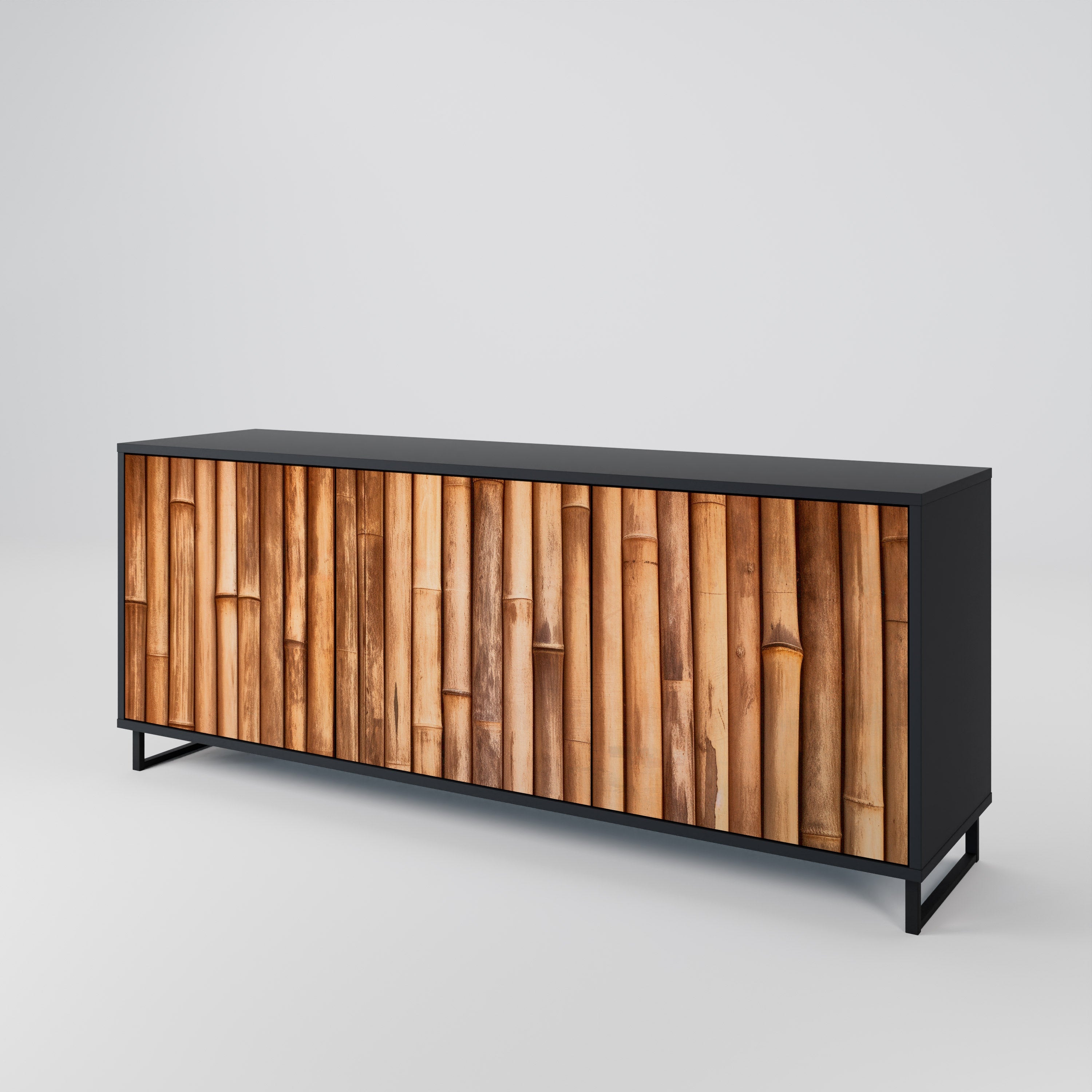 NATURAL WOOD 3-türiges Sideboard in schwarzem Finish