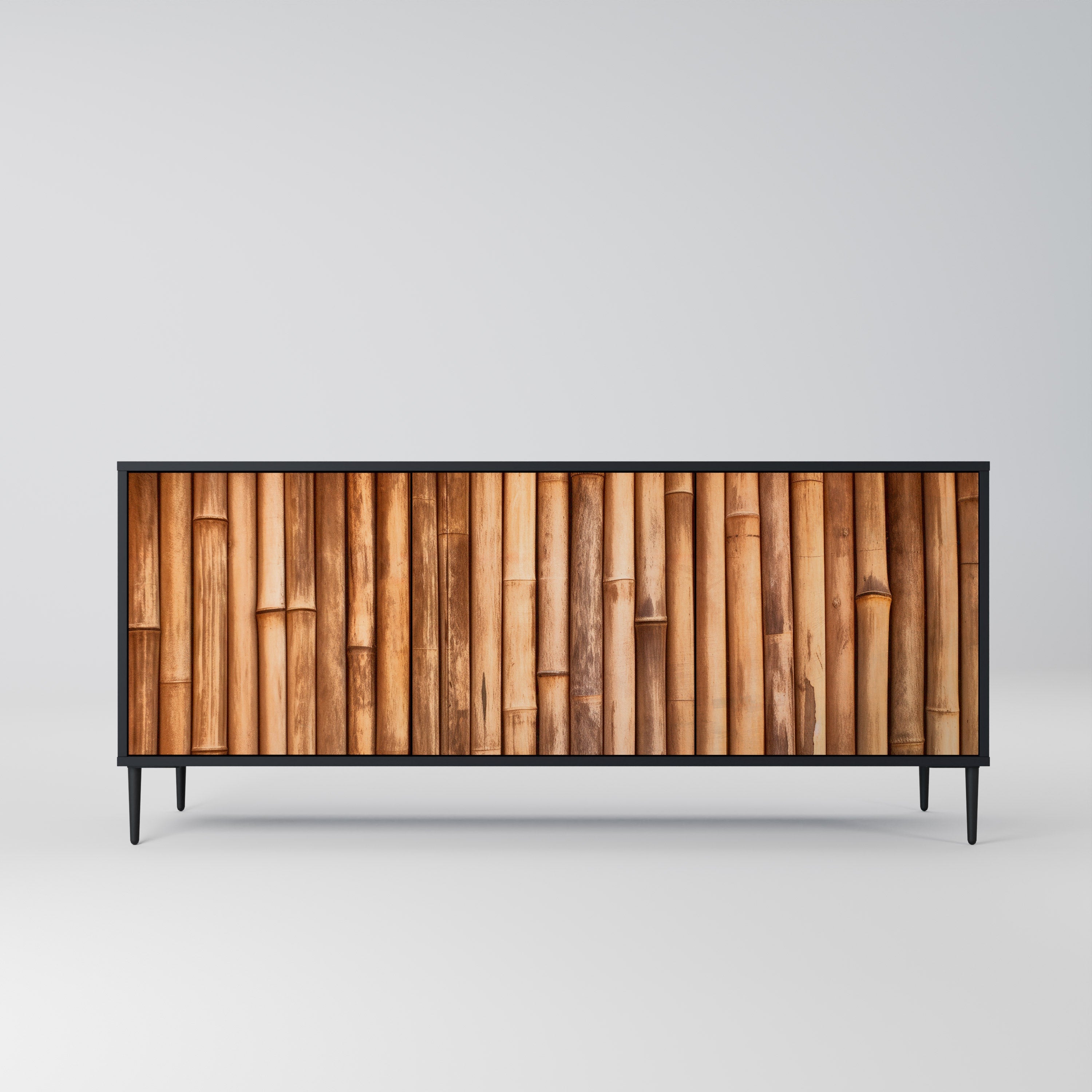 NATURAL WOOD 3-türiges Sideboard in schwarzem Finish