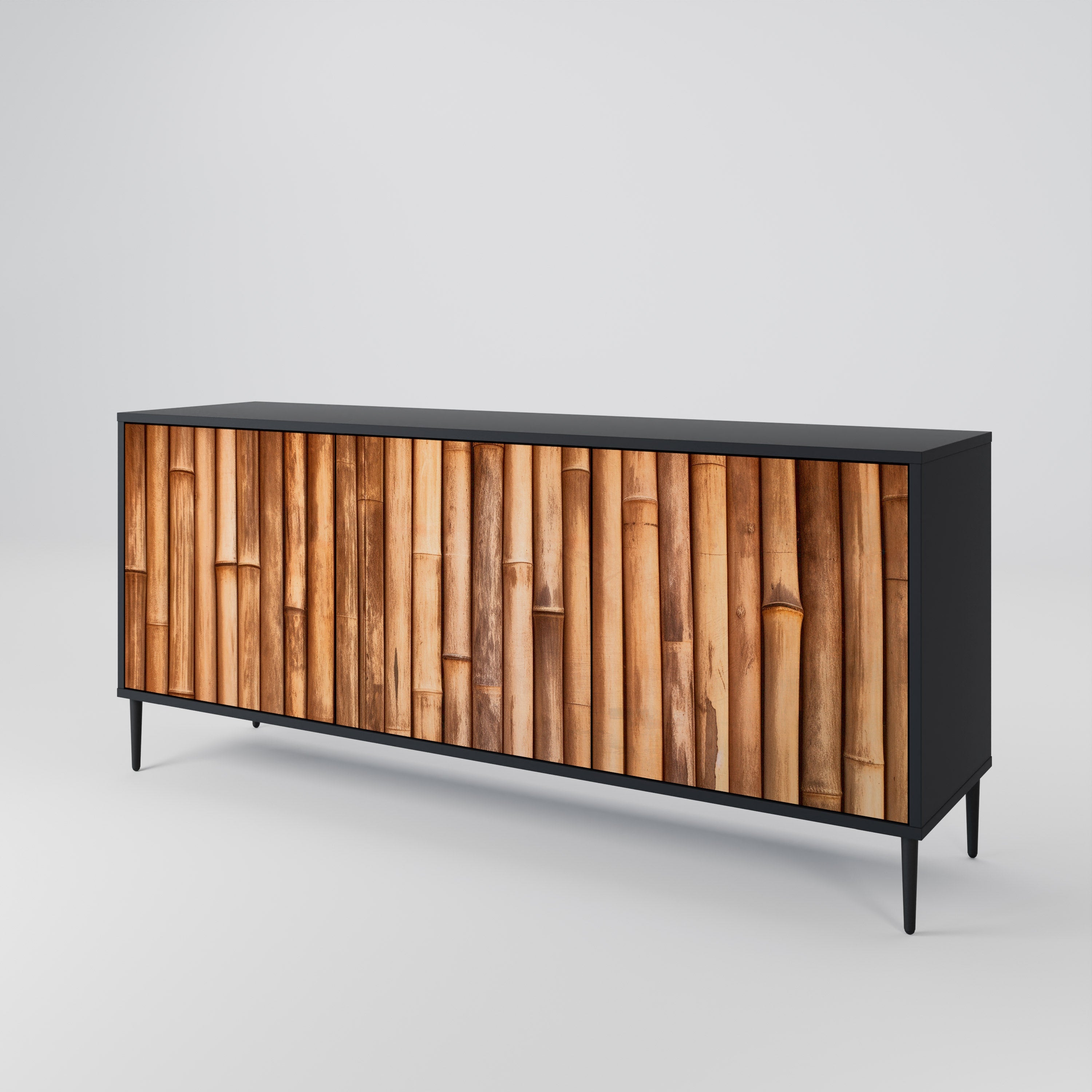NATURAL WOOD 3-türiges Sideboard in schwarzem Finish