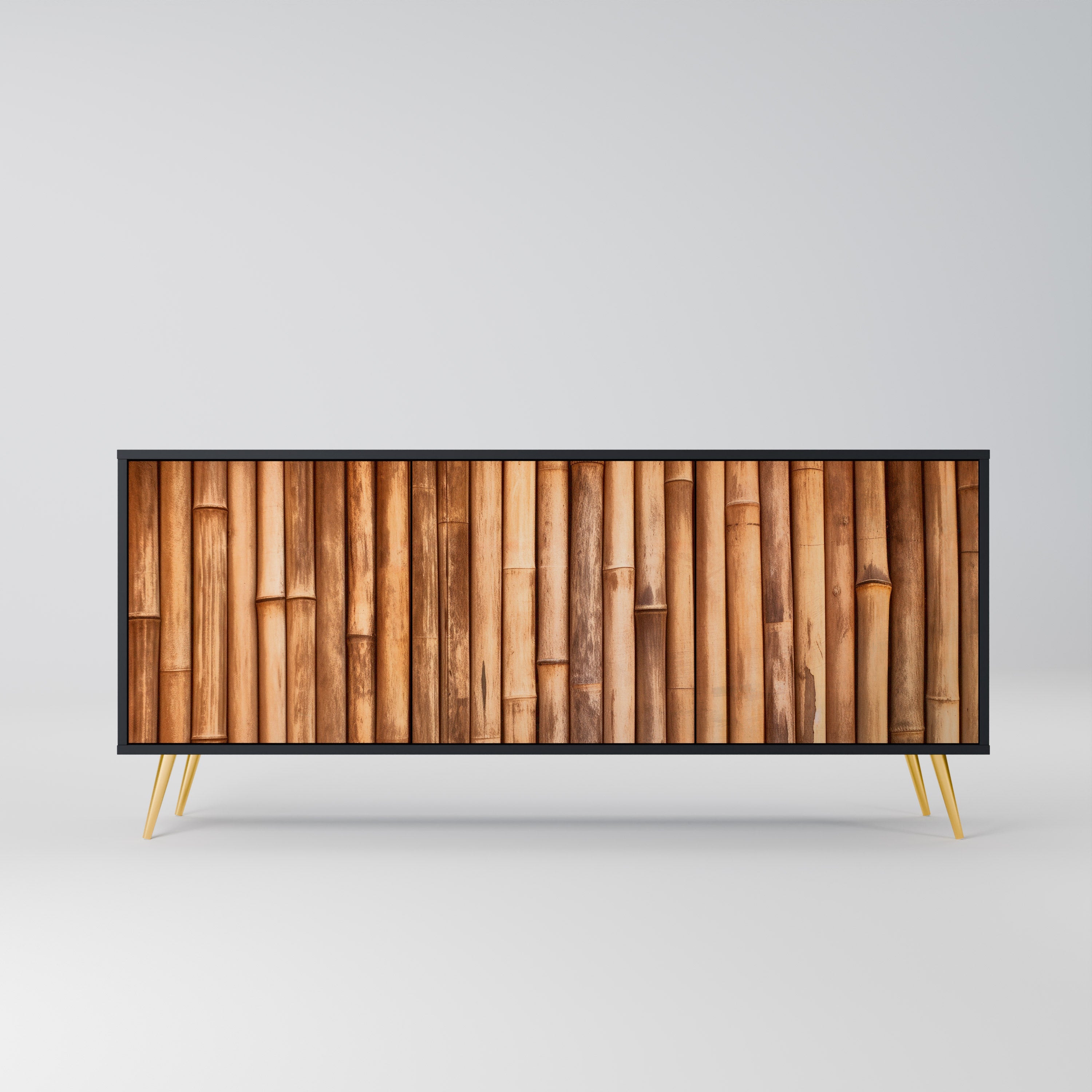 NATURAL WOOD 3-türiges Sideboard in schwarzem Finish