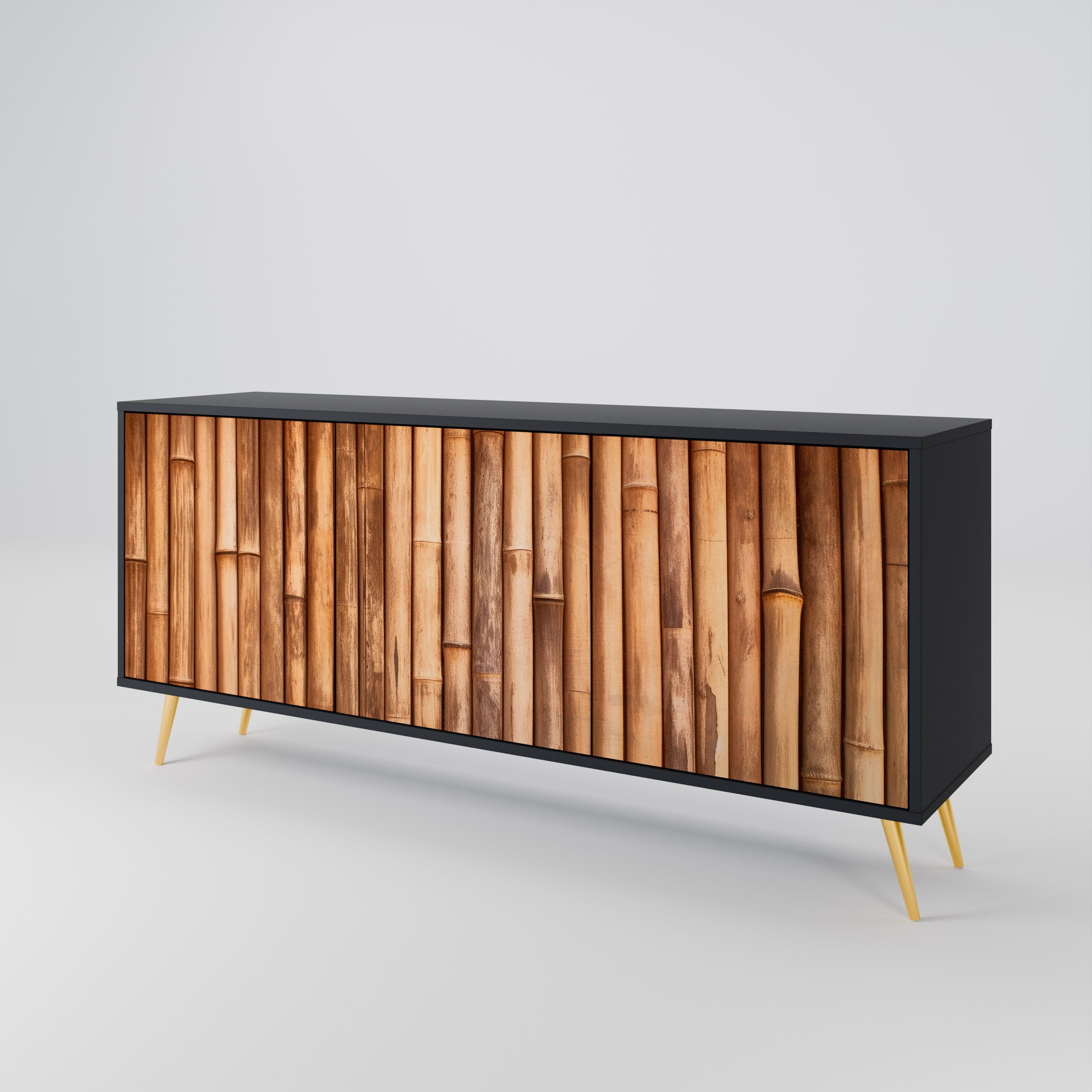 NATURAL WOOD 3-türiges Sideboard in schwarzem Finish