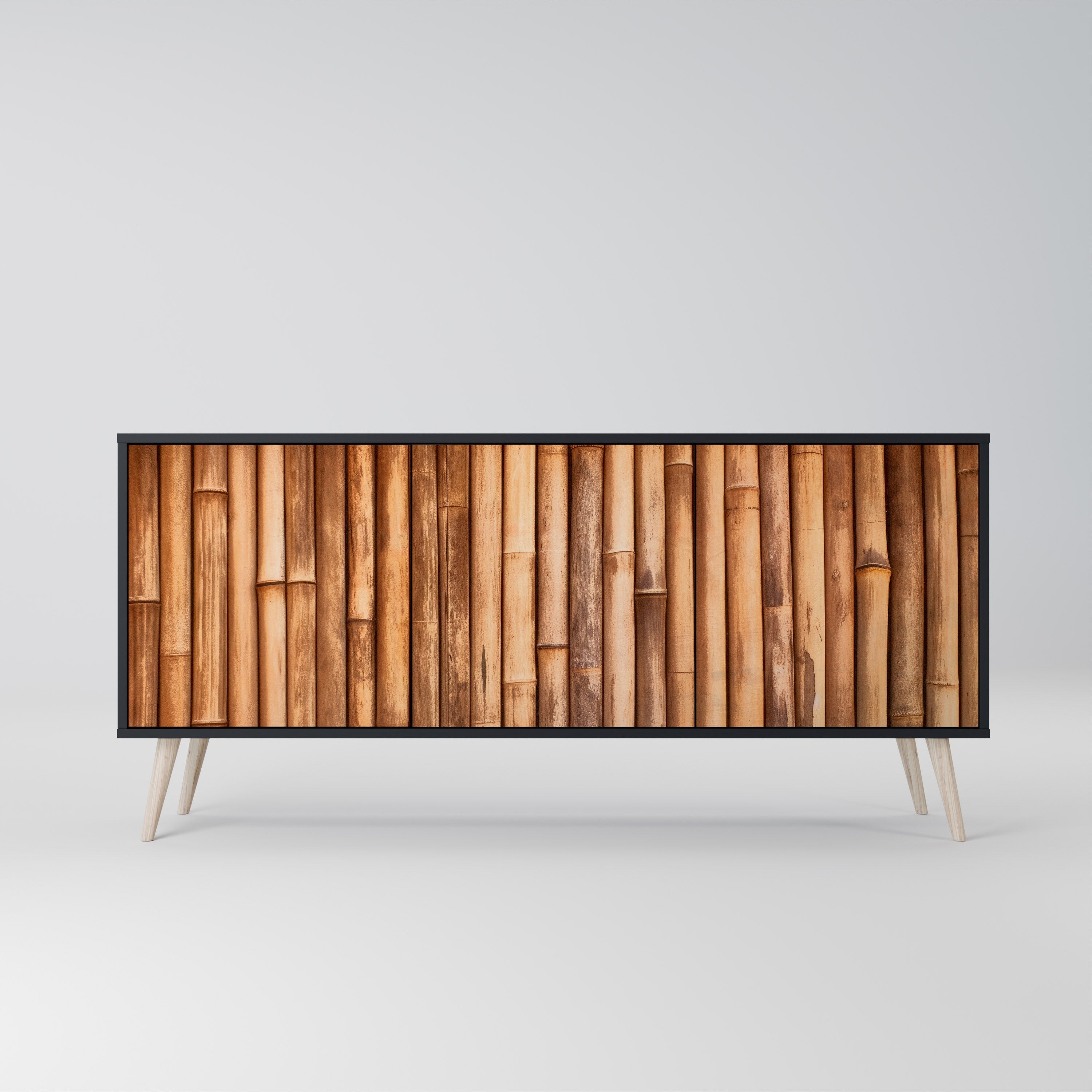 NATURAL WOOD 3-türiges Sideboard in schwarzem Finish