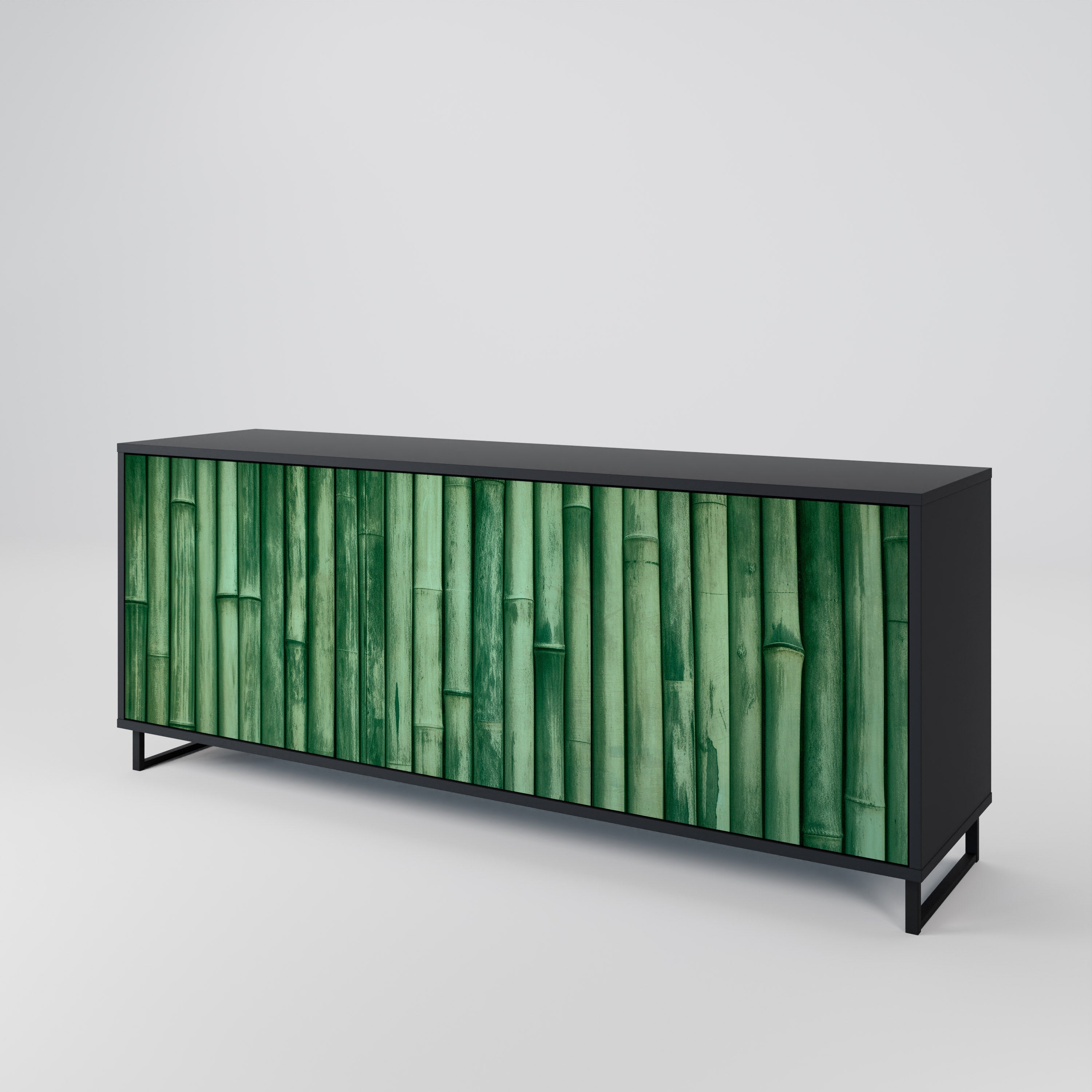 NATURAL GREEN 3-türiges Sideboard in schwarzem Finish