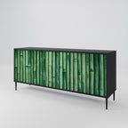 NATURAL GREEN 3-Door Sideboard in Black Finish