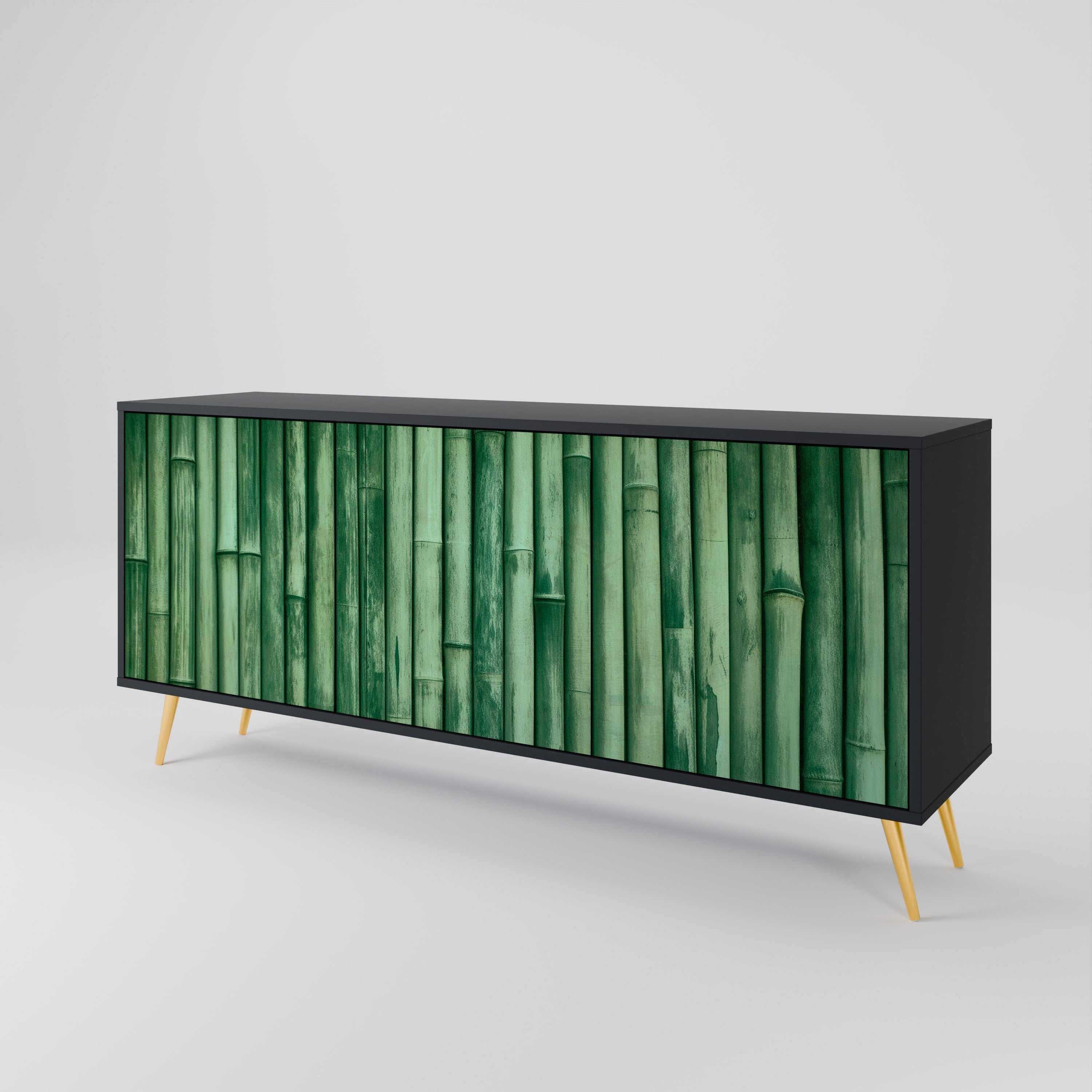 NATURAL GREEN 3-türiges Sideboard in schwarzem Finish