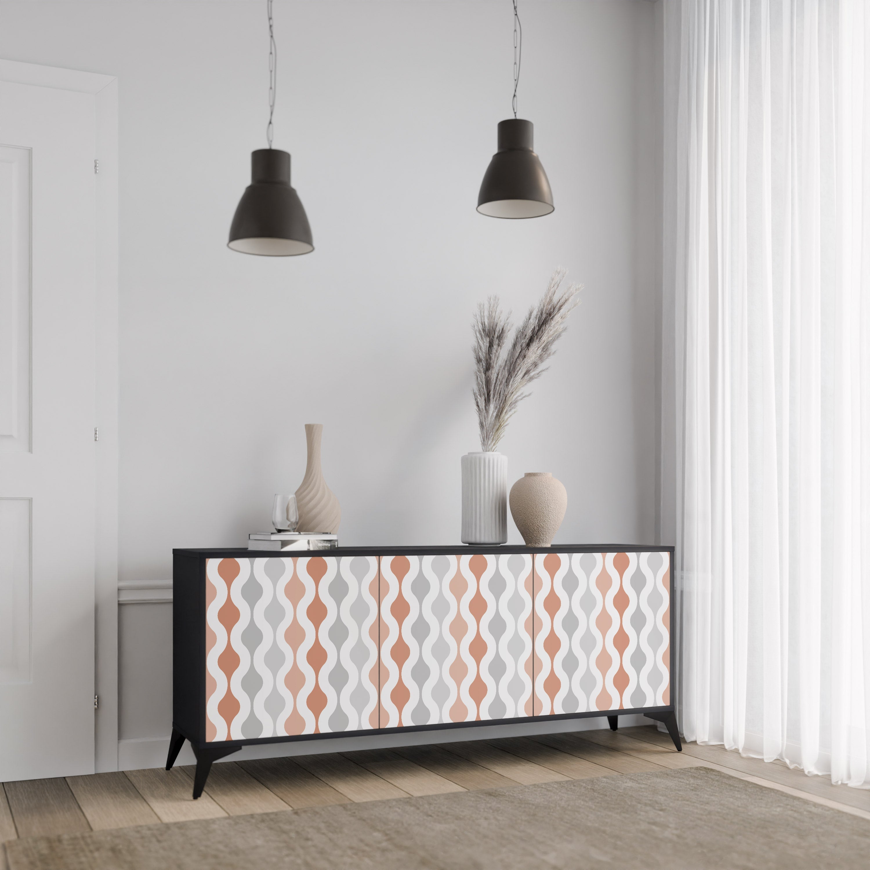 HAZY NOSTALGIA 3-türiges Sideboard in Schwarz