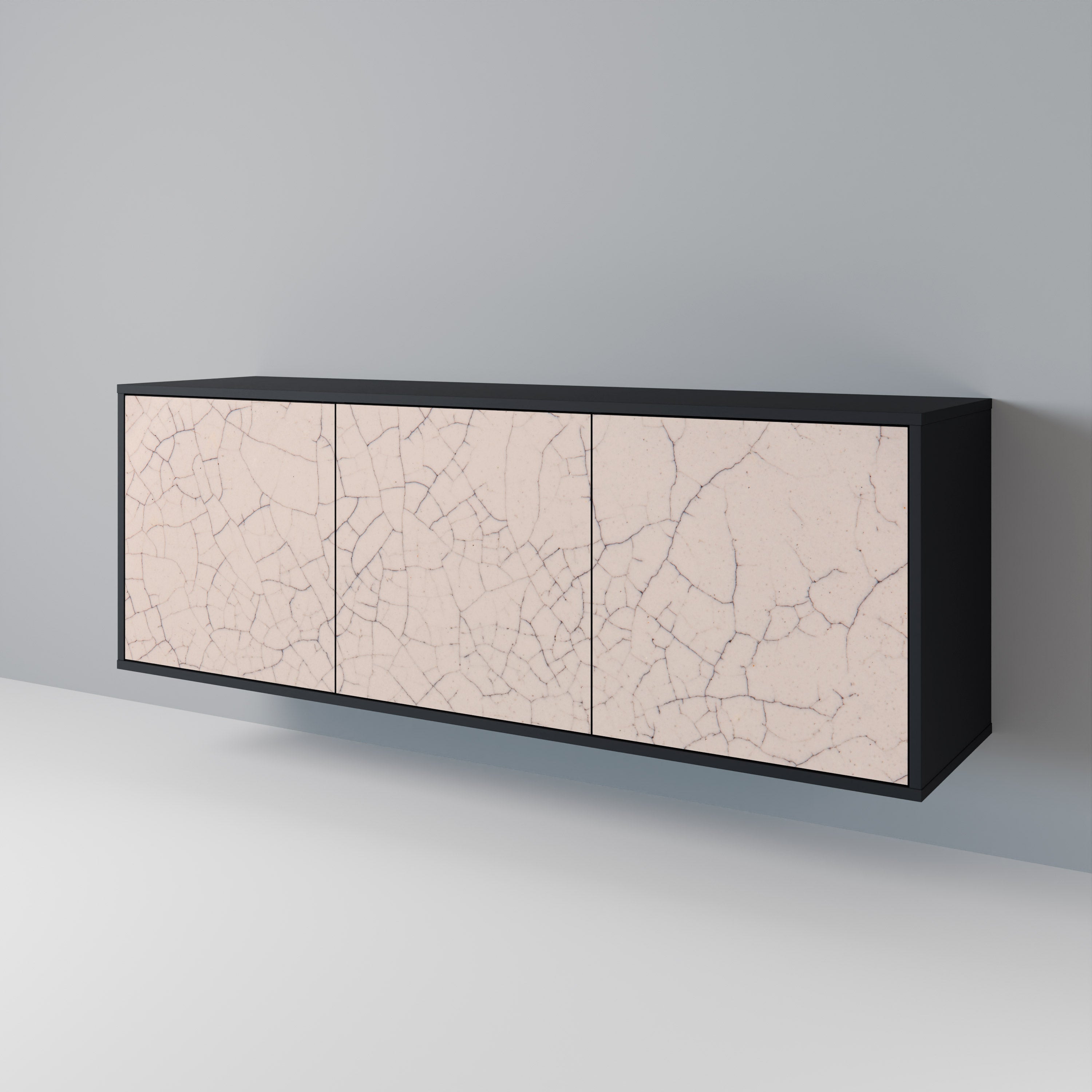 CERAMIC TEXTURE 3-türiges Sideboard in Schwarz