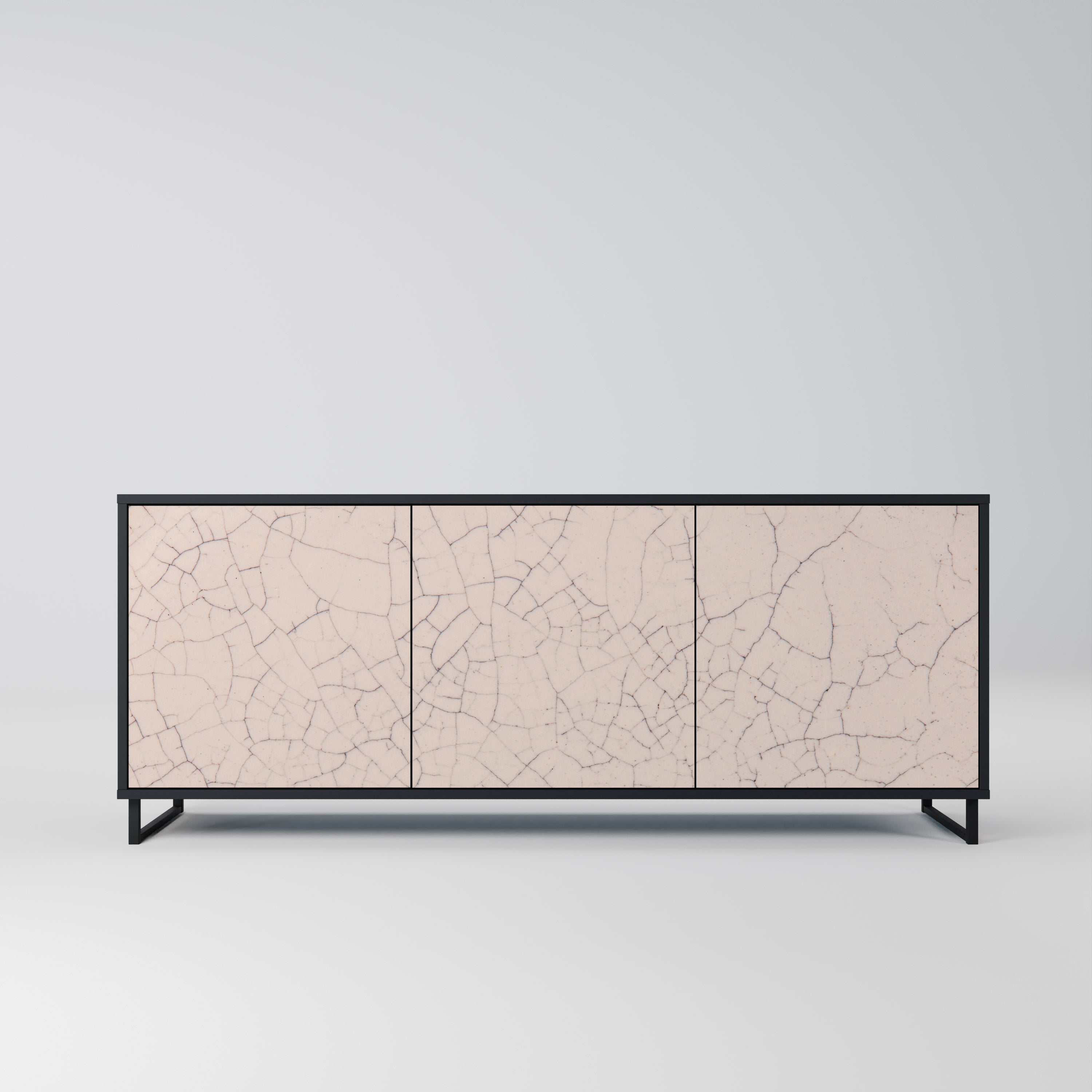 CERAMIC TEXTURE 3-türiges Sideboard in Schwarz
