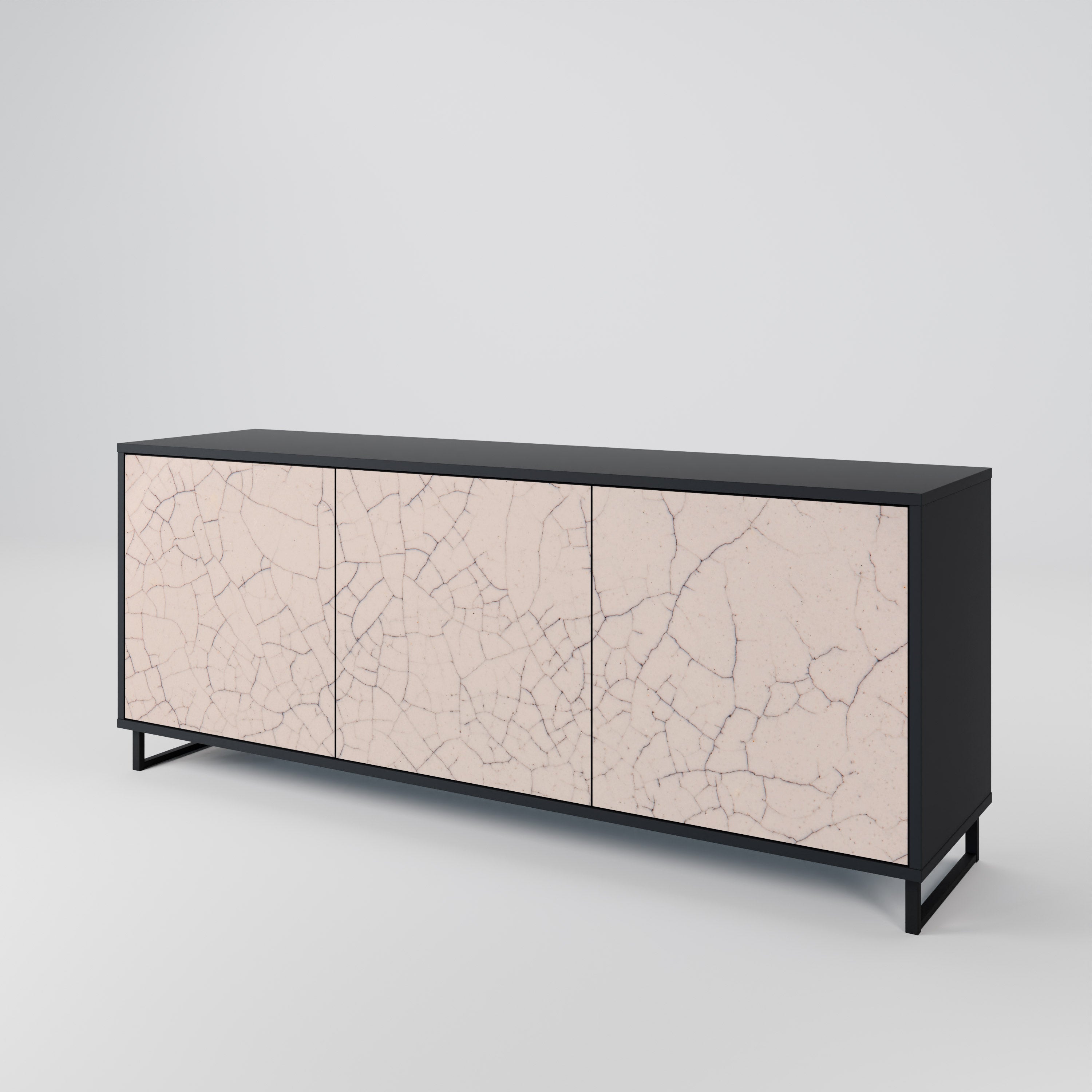 CERAMIC TEXTURE 3-türiges Sideboard in Schwarz