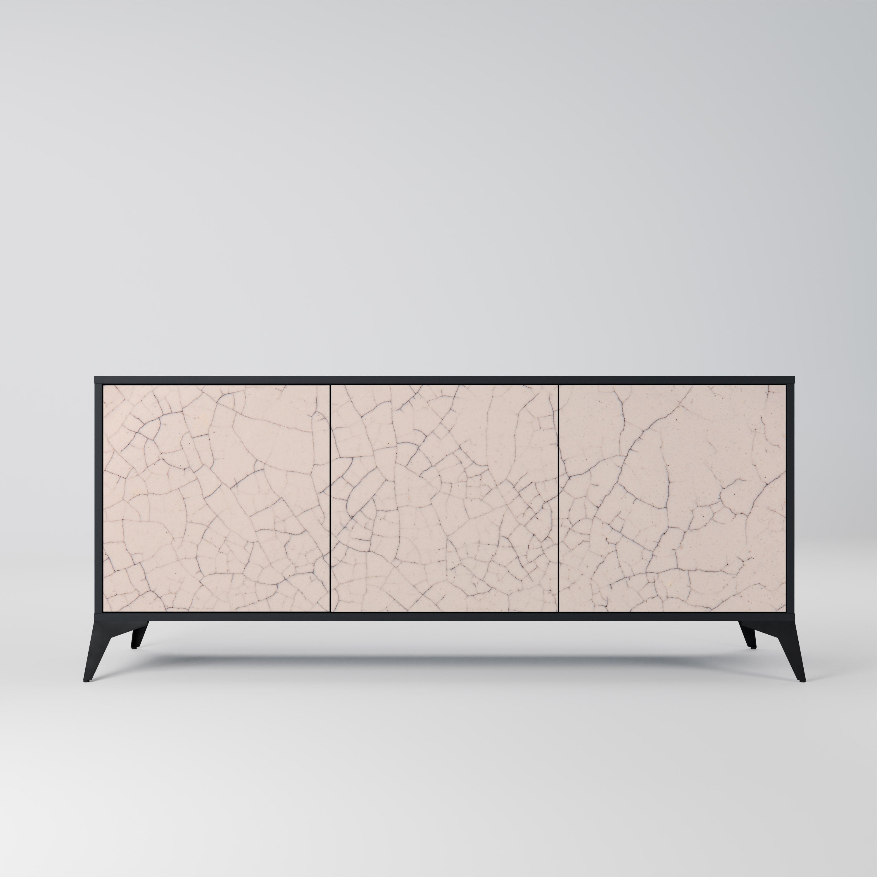 CERAMIC TEXTURE 3-türiges Sideboard in Schwarz