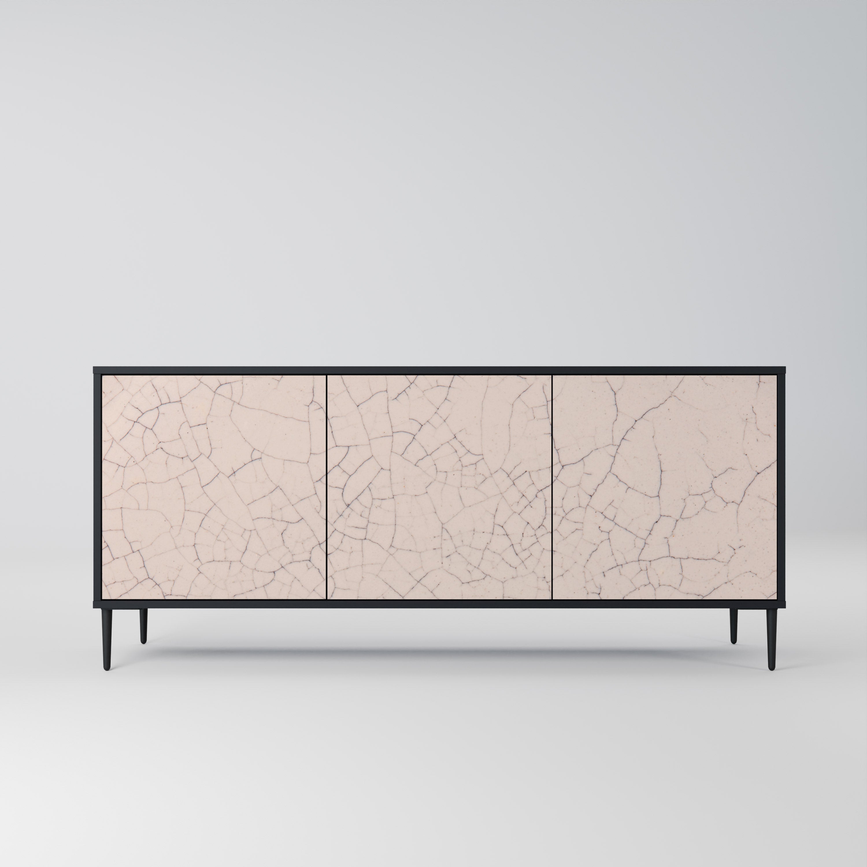CERAMIC TEXTURE 3-türiges Sideboard in Schwarz