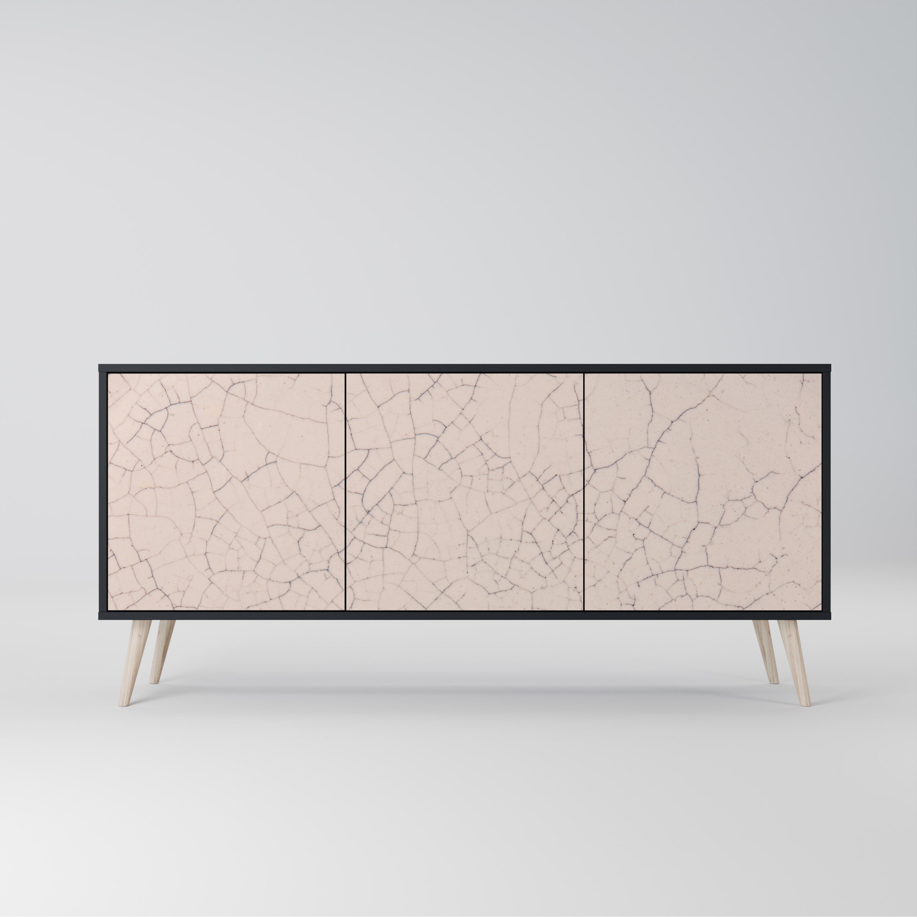 CERAMIC TEXTURE 3-türiges Sideboard in Schwarz