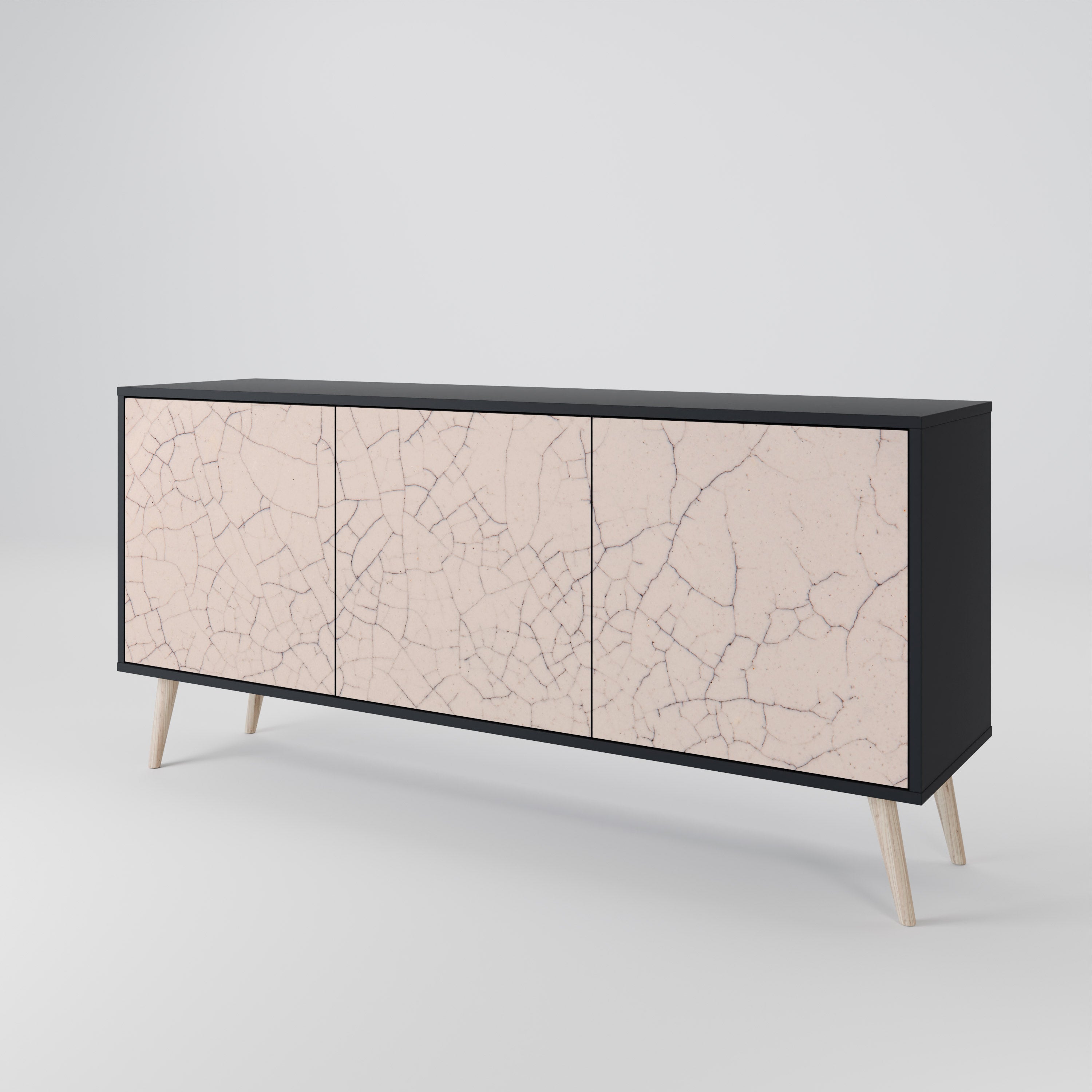 CERAMIC TEXTURE 3-türiges Sideboard in Schwarz