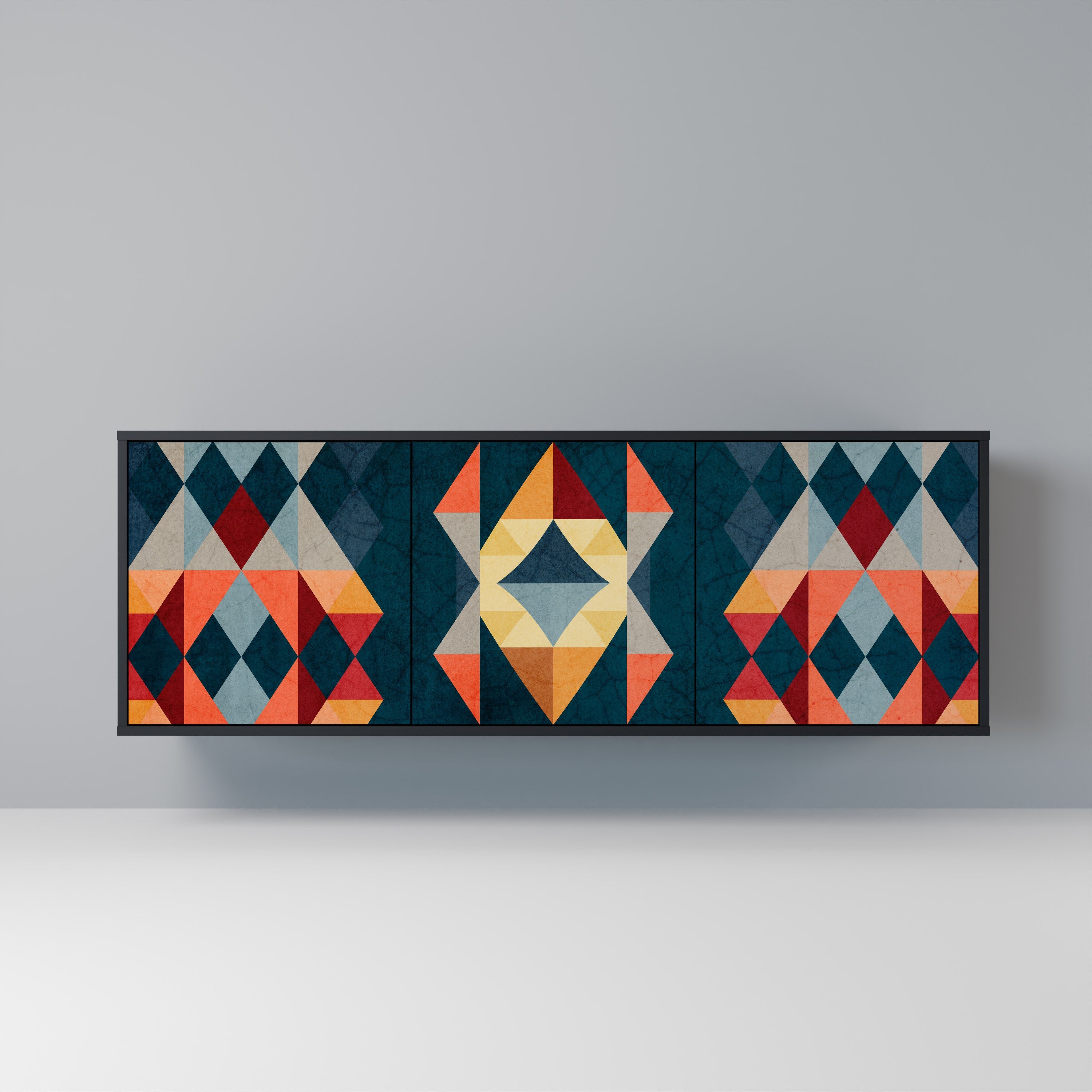 CRACKED ILLUSION 3-türiges Sideboard in Schwarz