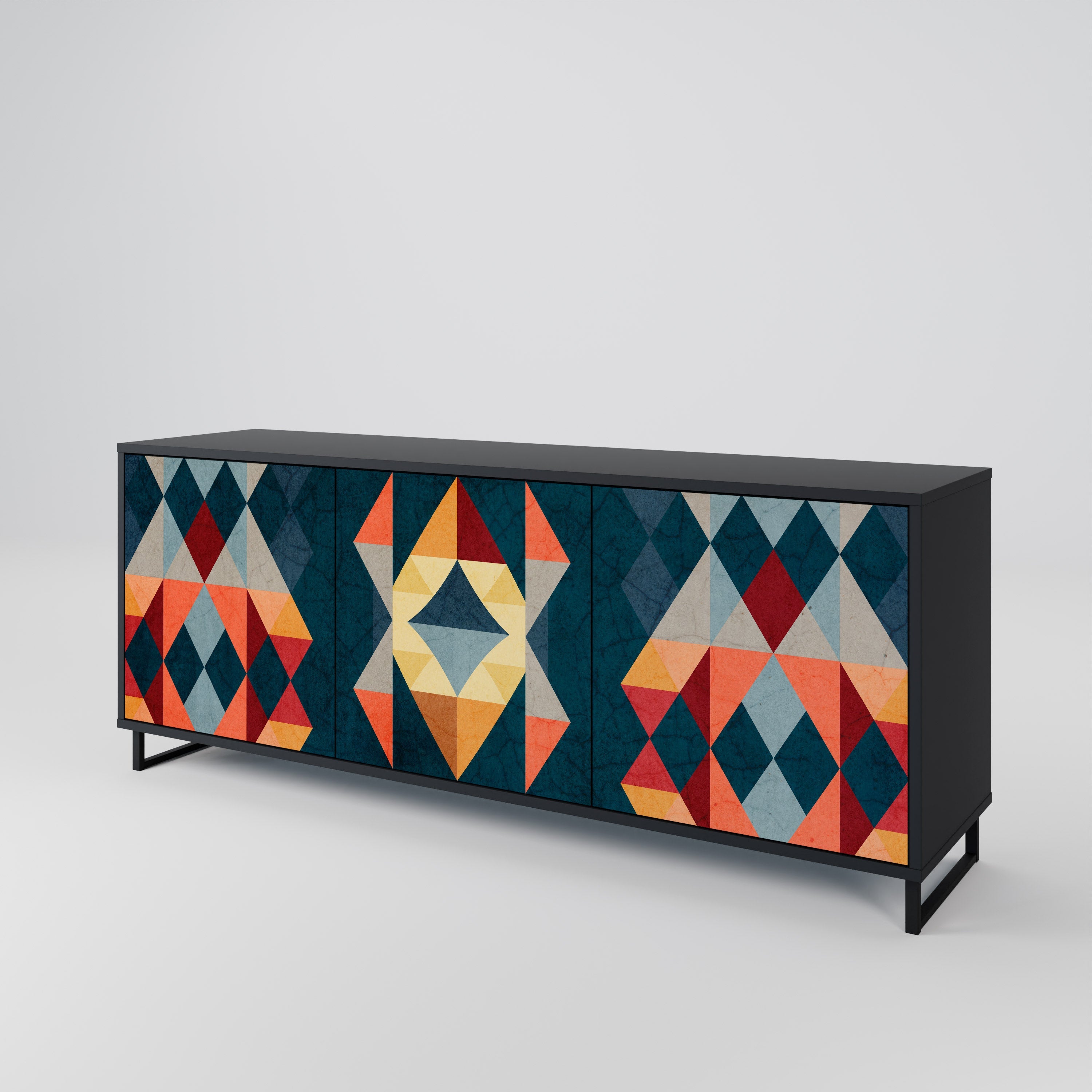 CRACKED ILLUSION 3-türiges Sideboard in Schwarz