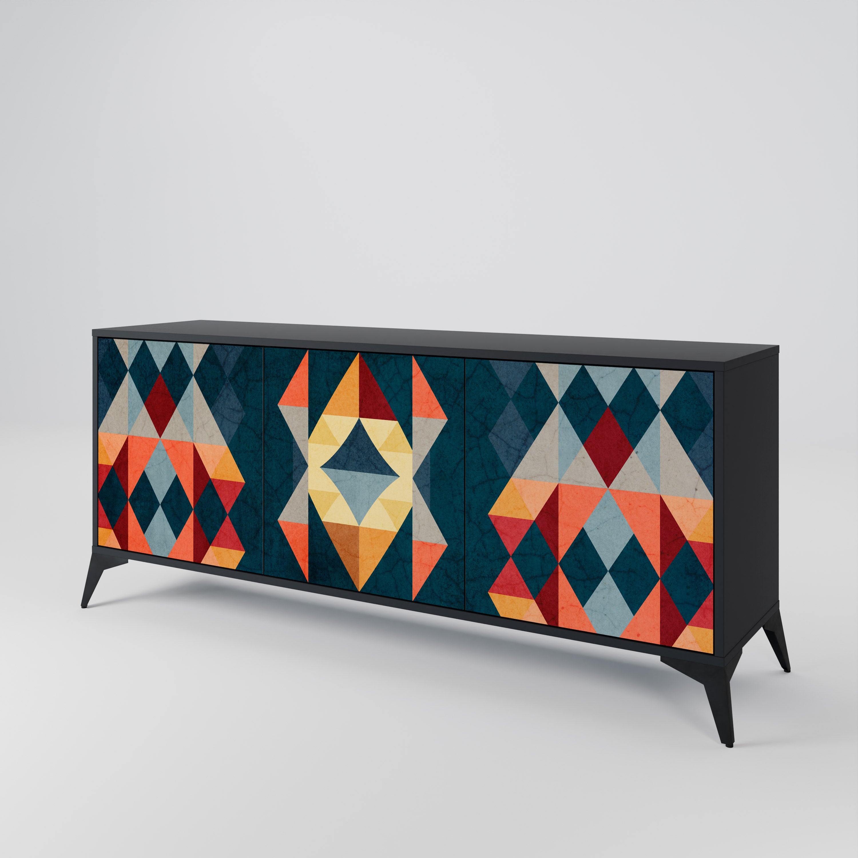 CRACKED ILLUSION 3-türiges Sideboard in Schwarz