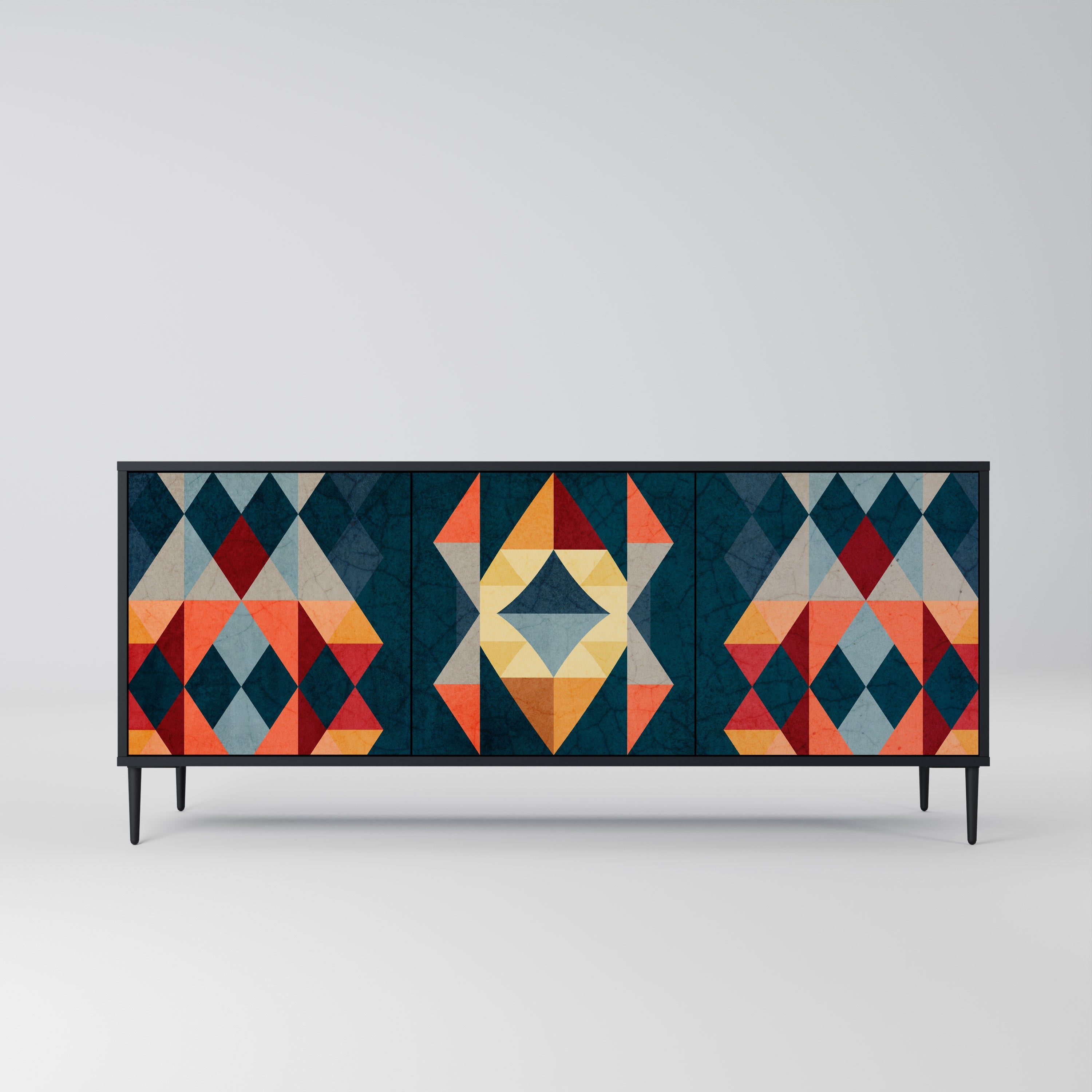 CRACKED ILLUSION 3-türiges Sideboard in Schwarz
