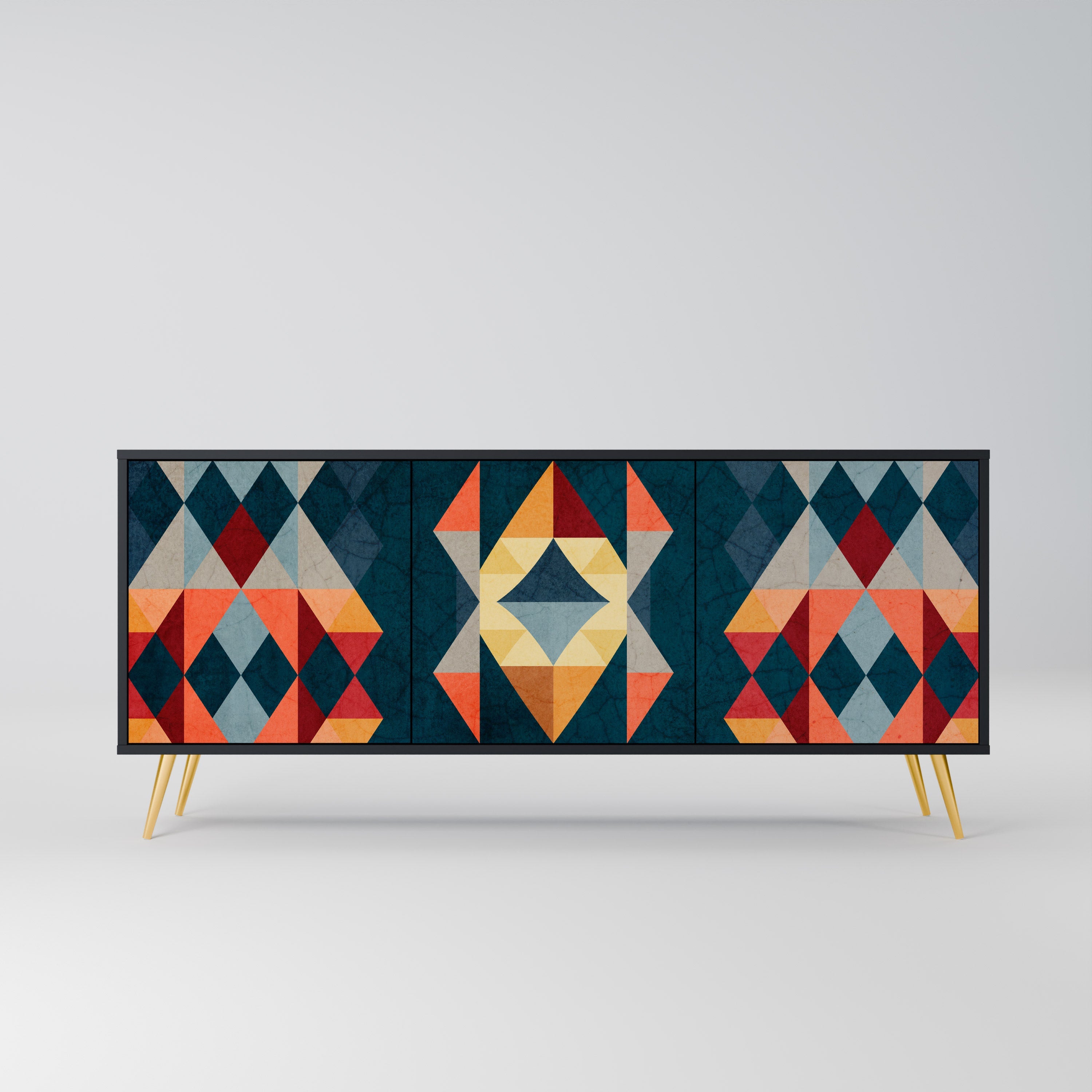 CRACKED ILLUSION 3-türiges Sideboard in Schwarz