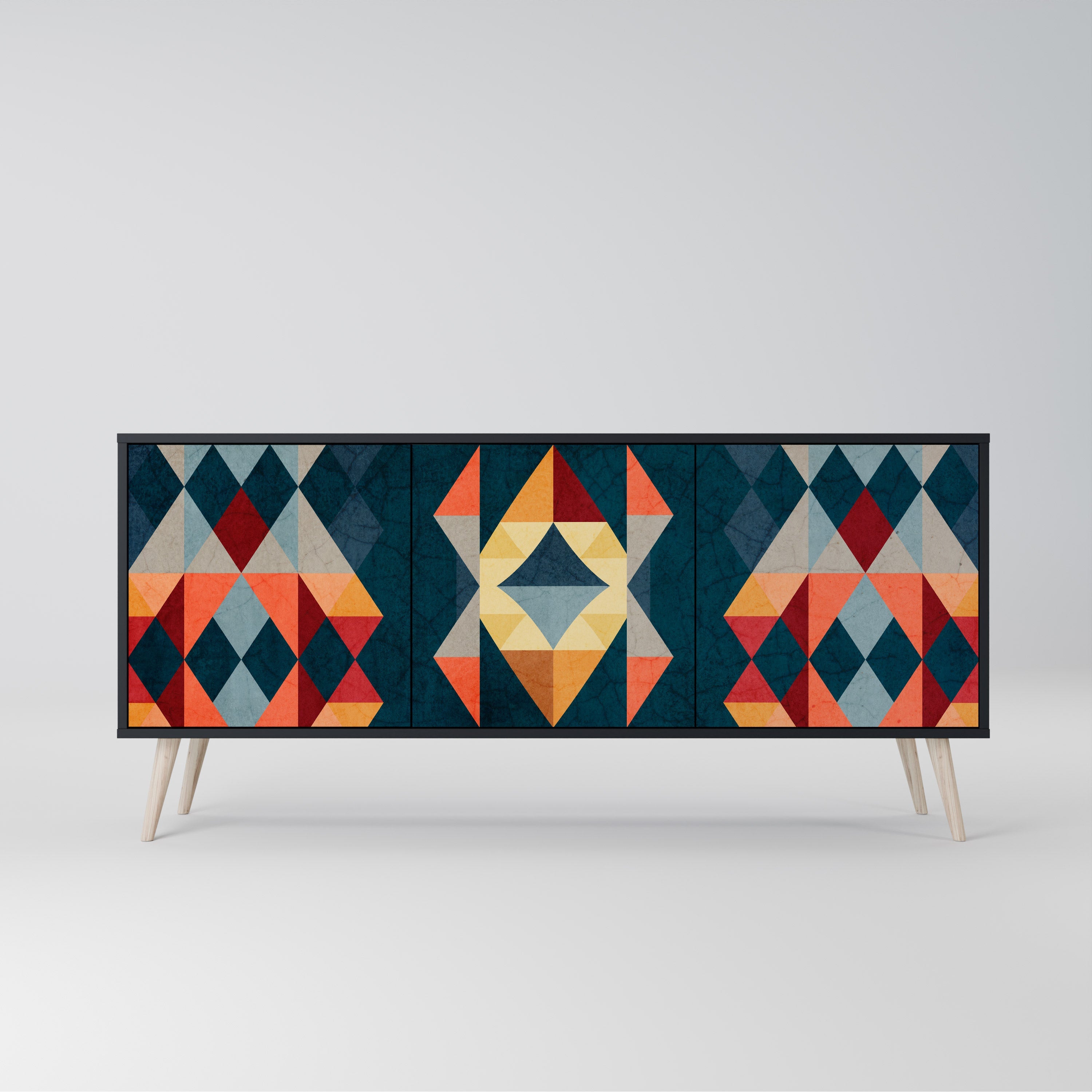 CRACKED ILLUSION 3-türiges Sideboard in Schwarz