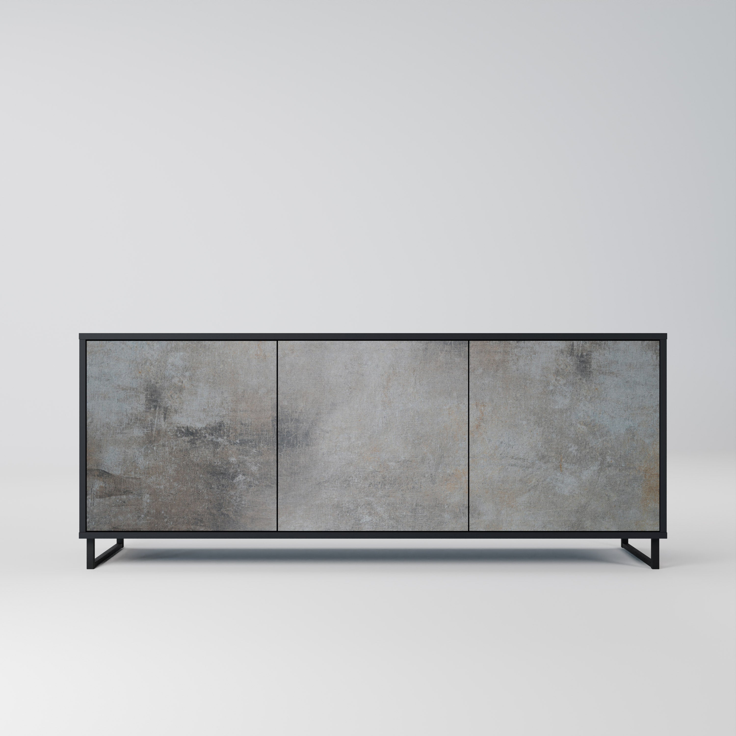 CONCRETE WALL Sideboard mit 3 Türen in Schwarz