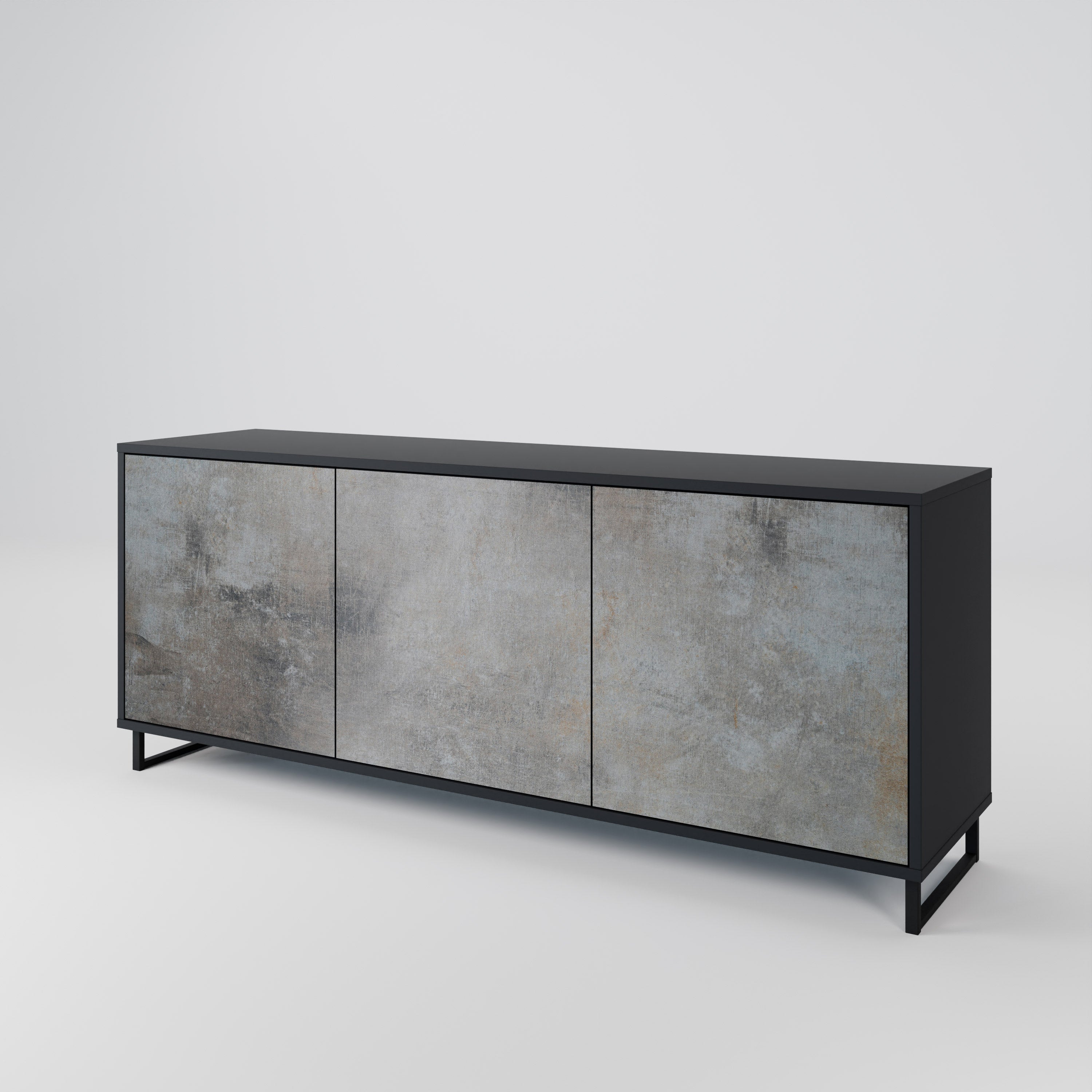 CONCRETE WALL Sideboard mit 3 Türen in Schwarz