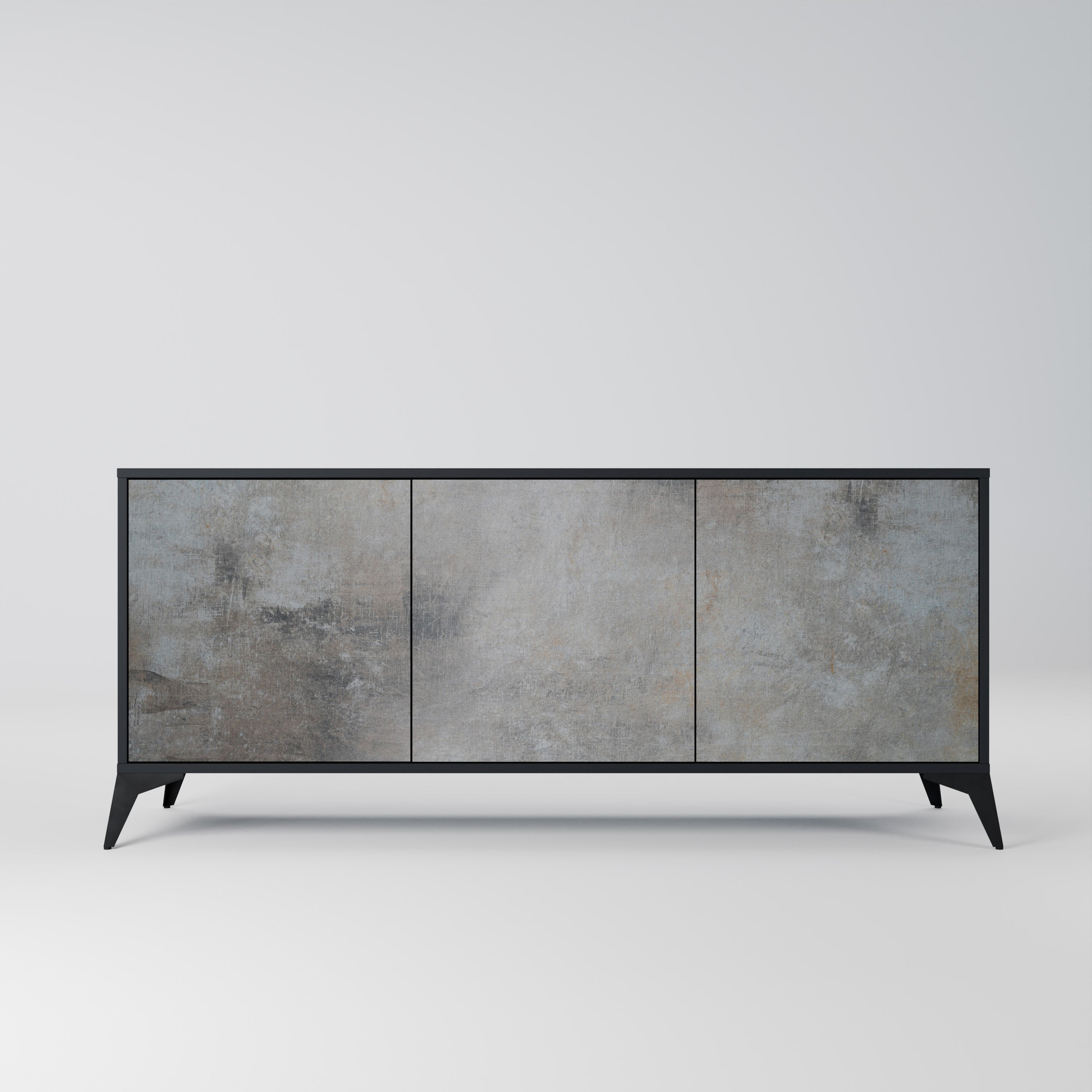 CONCRETE WALL Sideboard mit 3 Türen in Schwarz