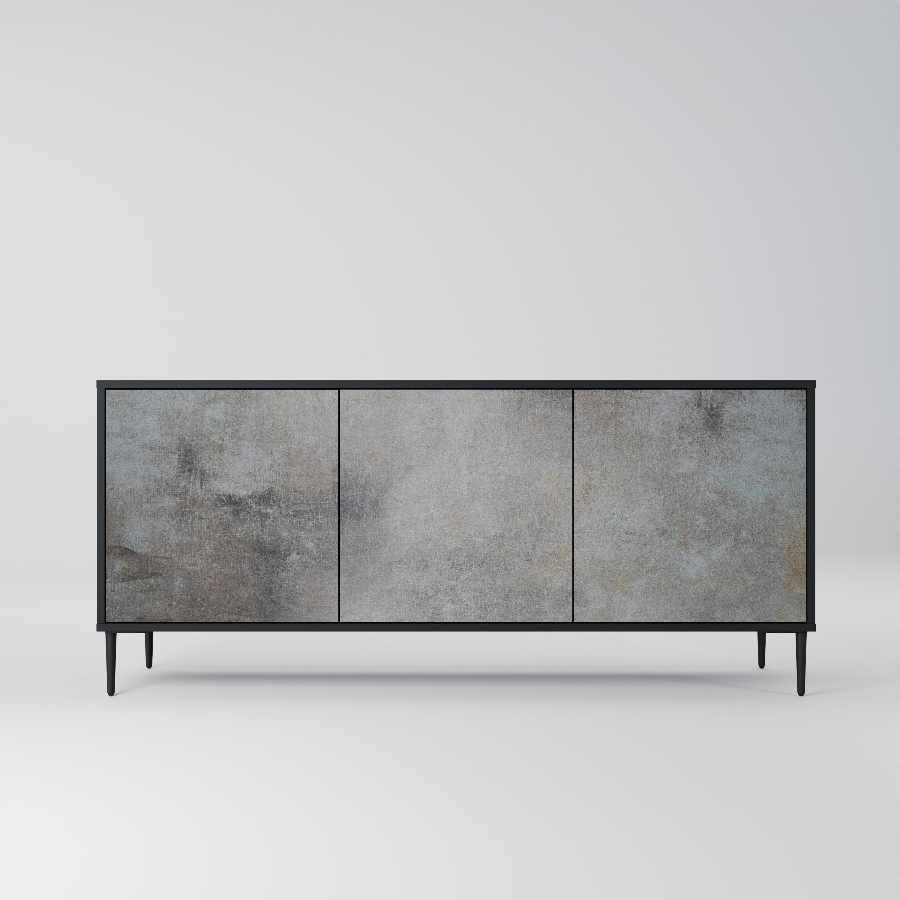 CONCRETE WALL Sideboard mit 3 Türen in Schwarz