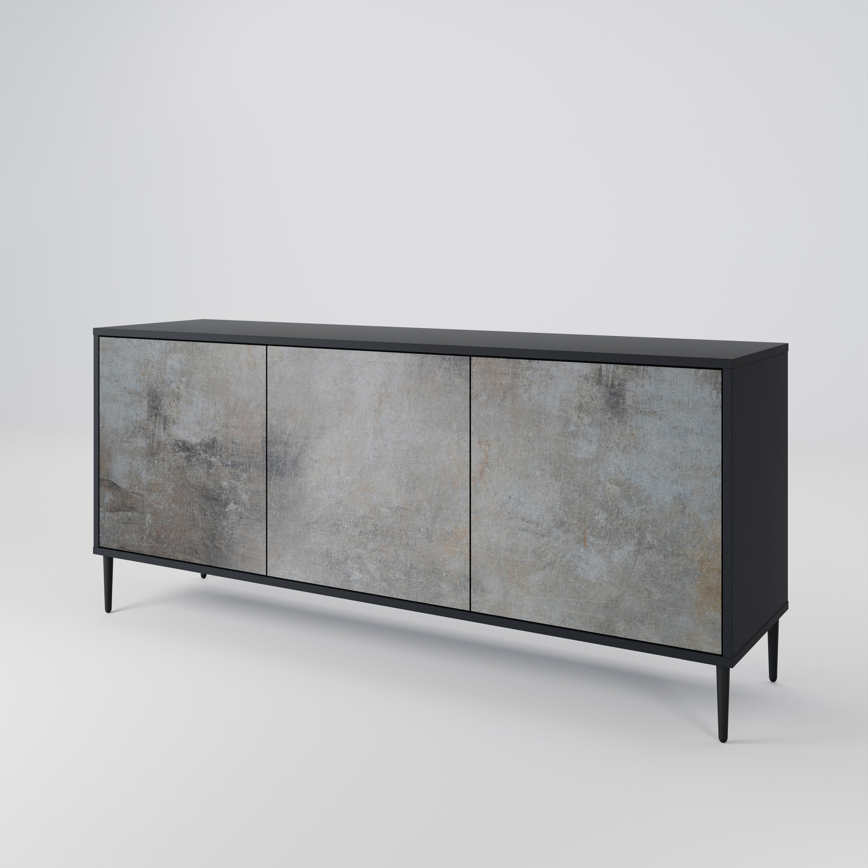 CONCRETE WALL Sideboard mit 3 Türen in Schwarz