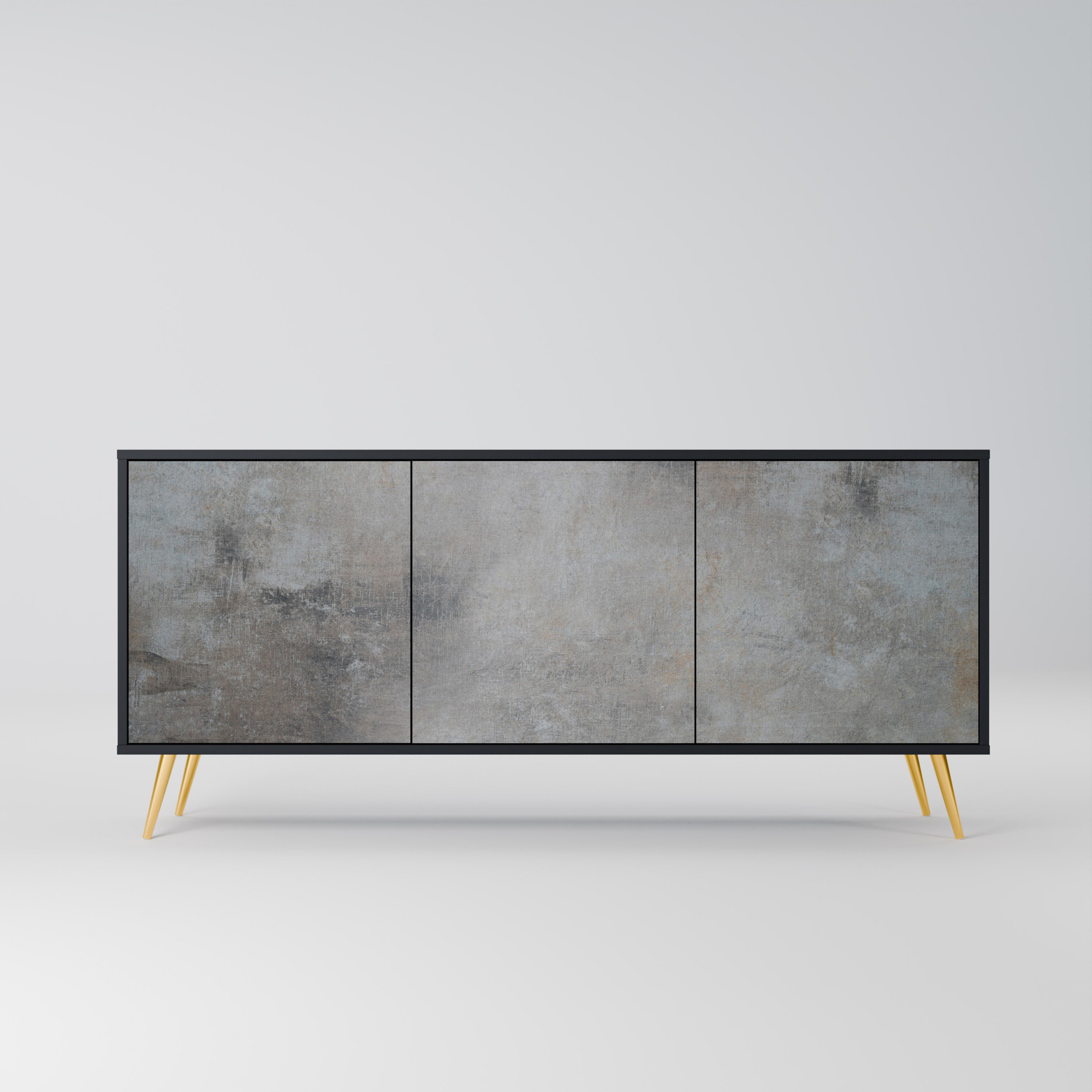 CONCRETE WALL Sideboard mit 3 Türen in Schwarz