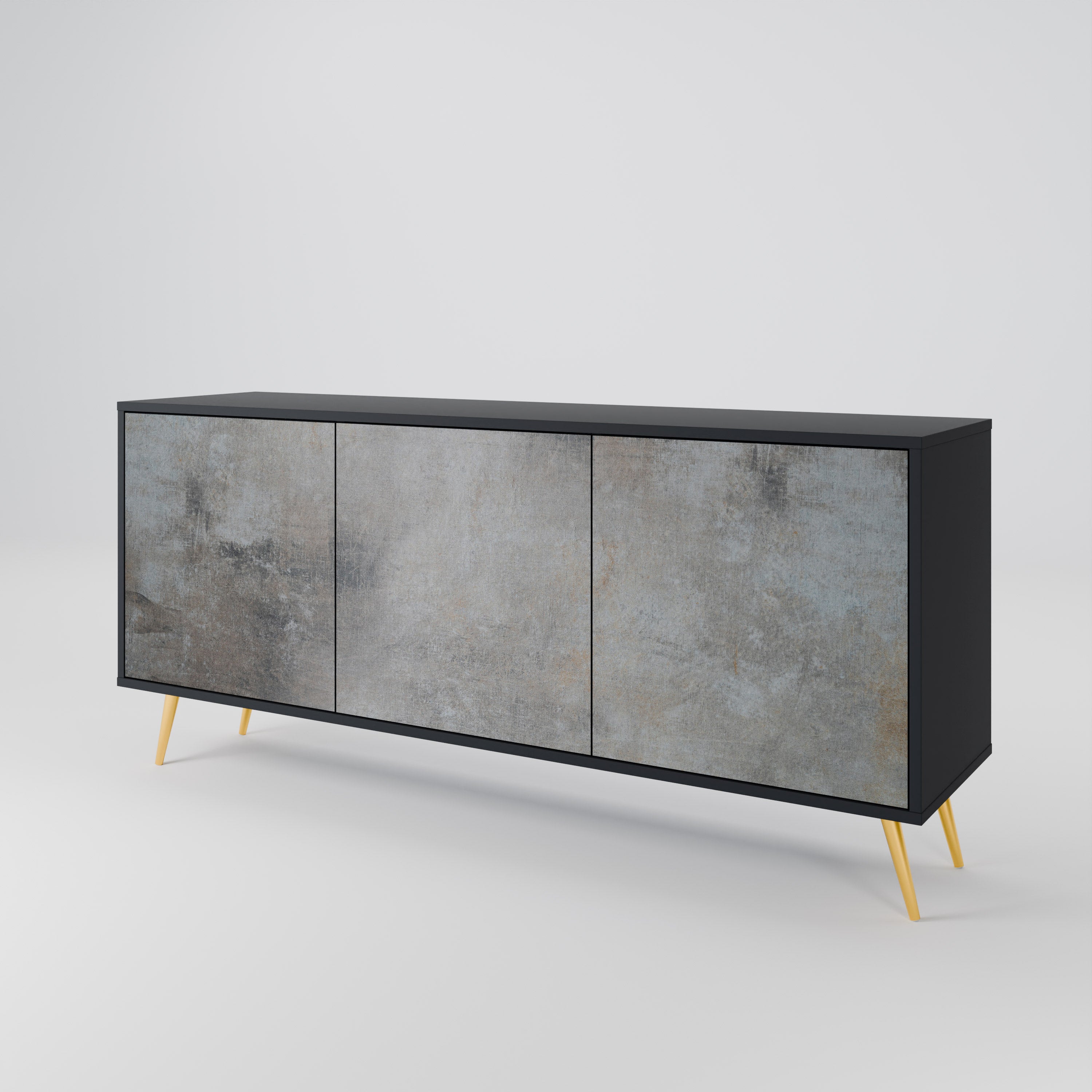 CONCRETE WALL Sideboard mit 3 Türen in Schwarz