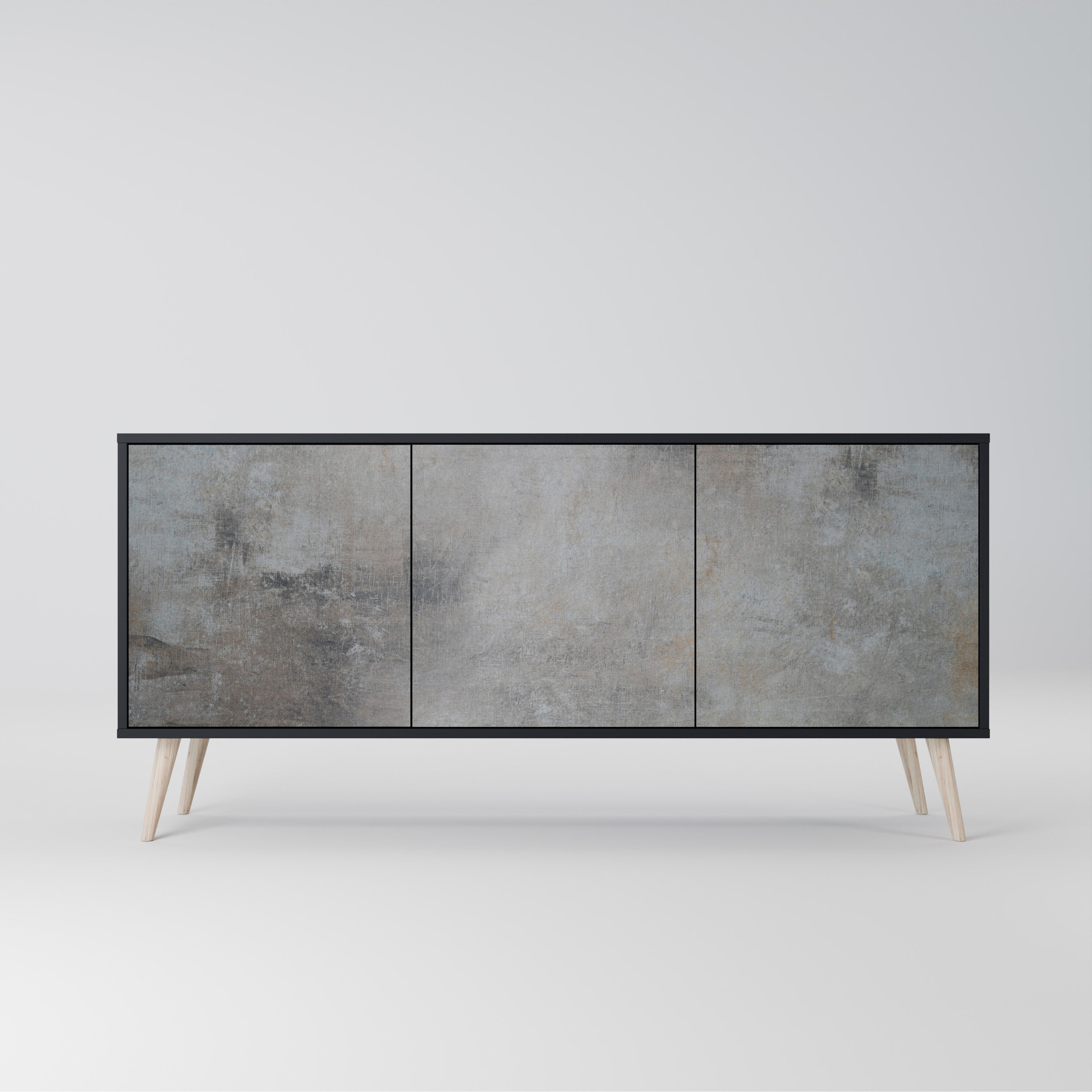 CONCRETE WALL Sideboard mit 3 Türen in Schwarz