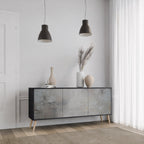 CONCRETE WALL 3-Door Sideboard in Black Finish
