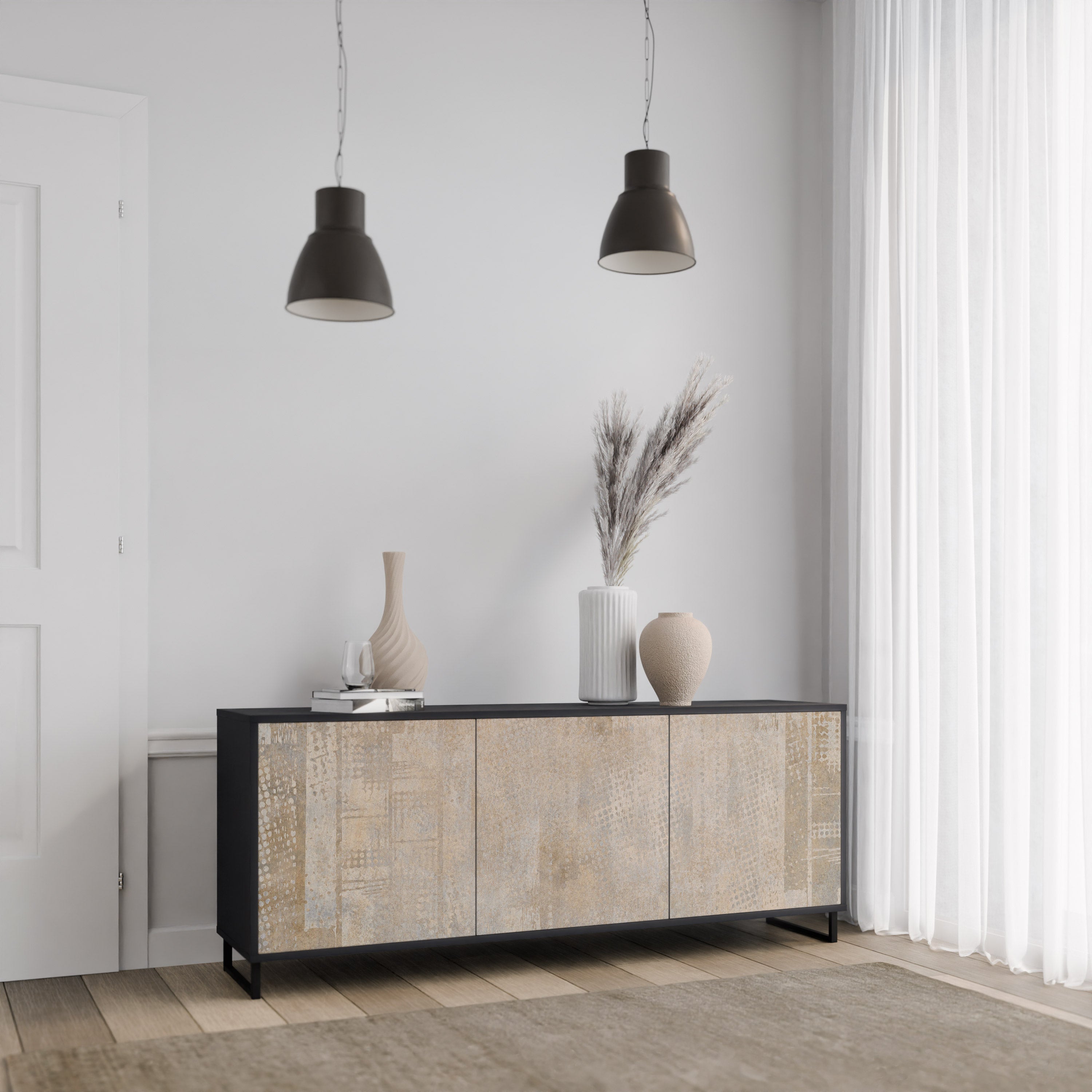 SCREEN ERROR 3-türiges Sideboard in Schwarz