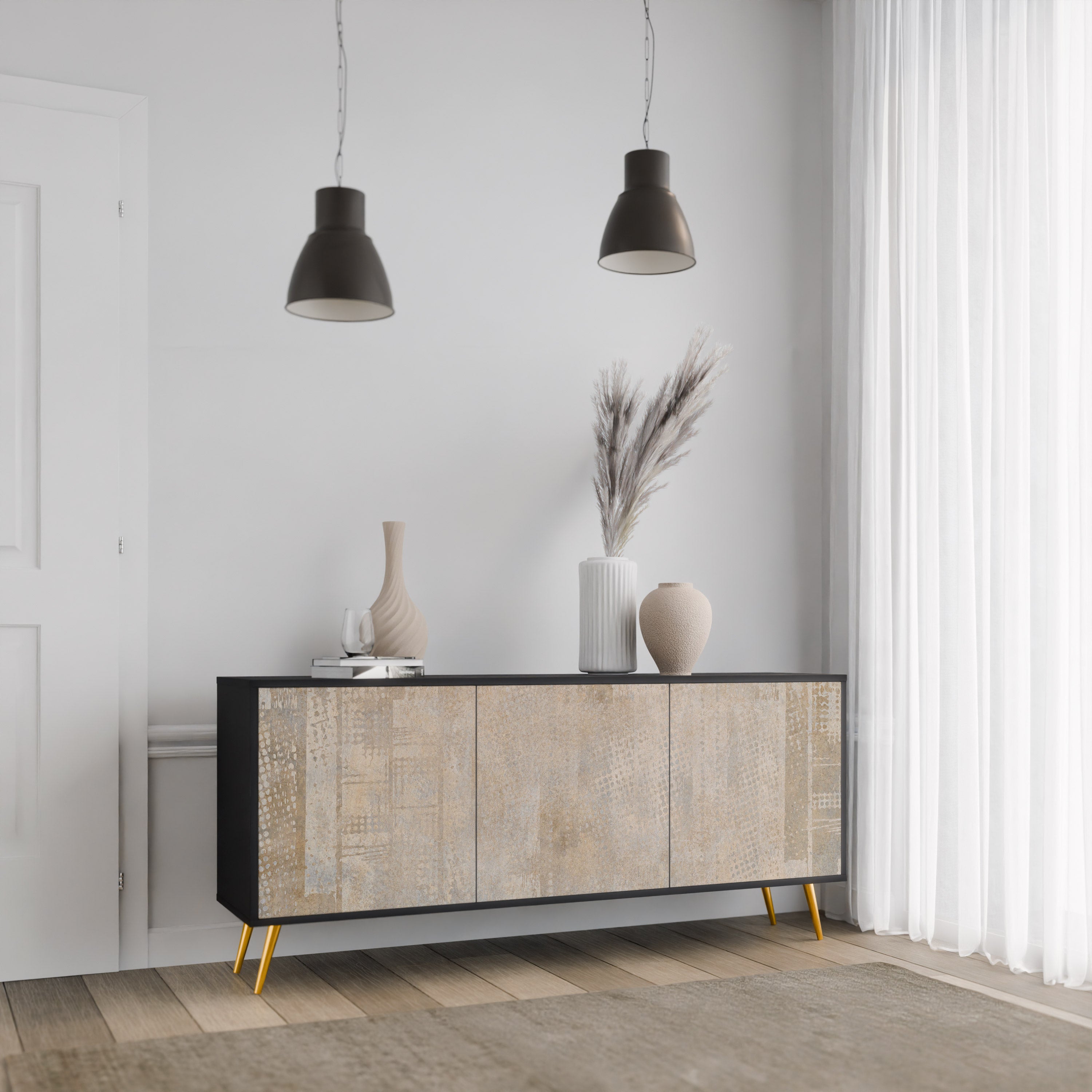 SCREEN ERROR 3-türiges Sideboard in Schwarz