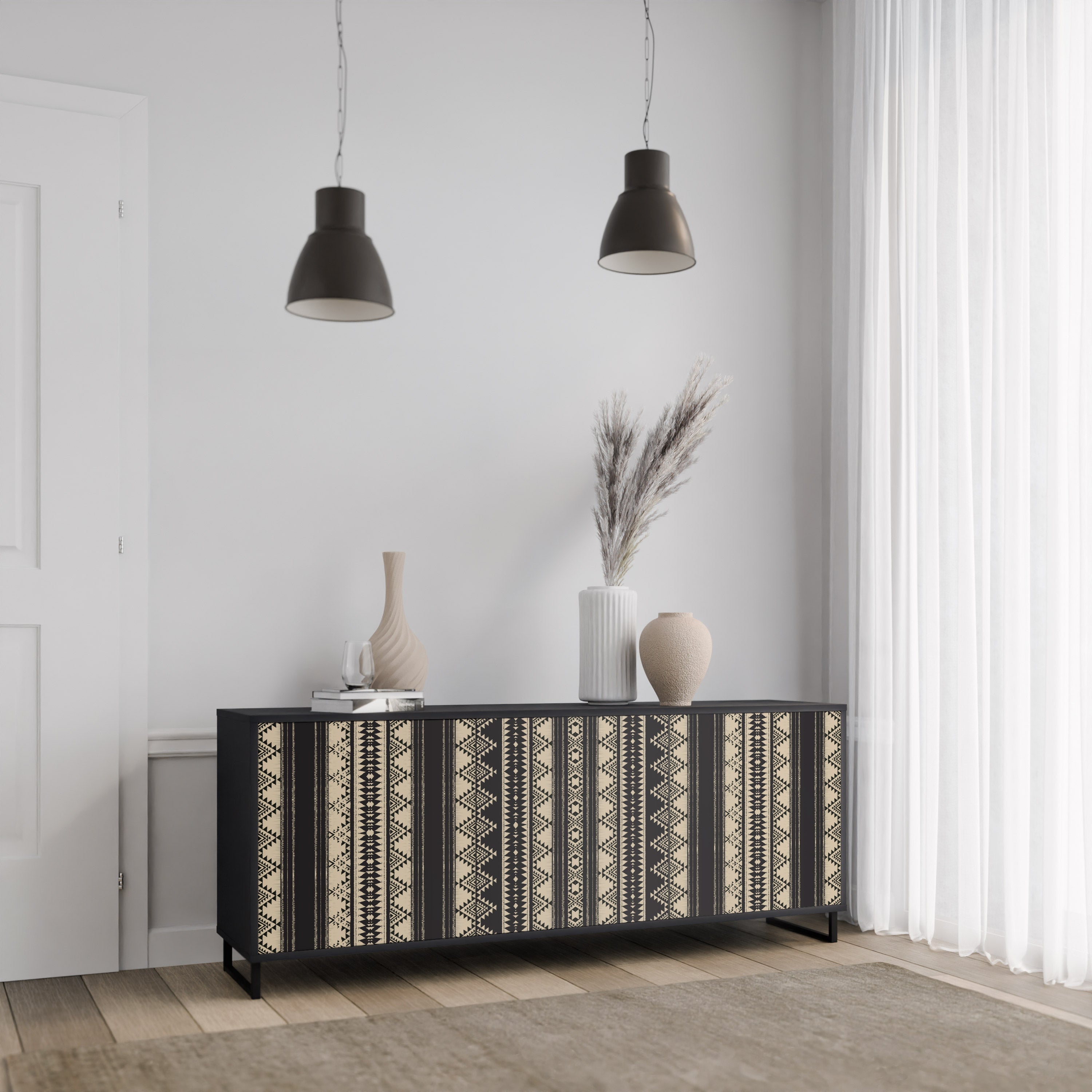 AZTEC 3-türiges Sideboard in Schwarz