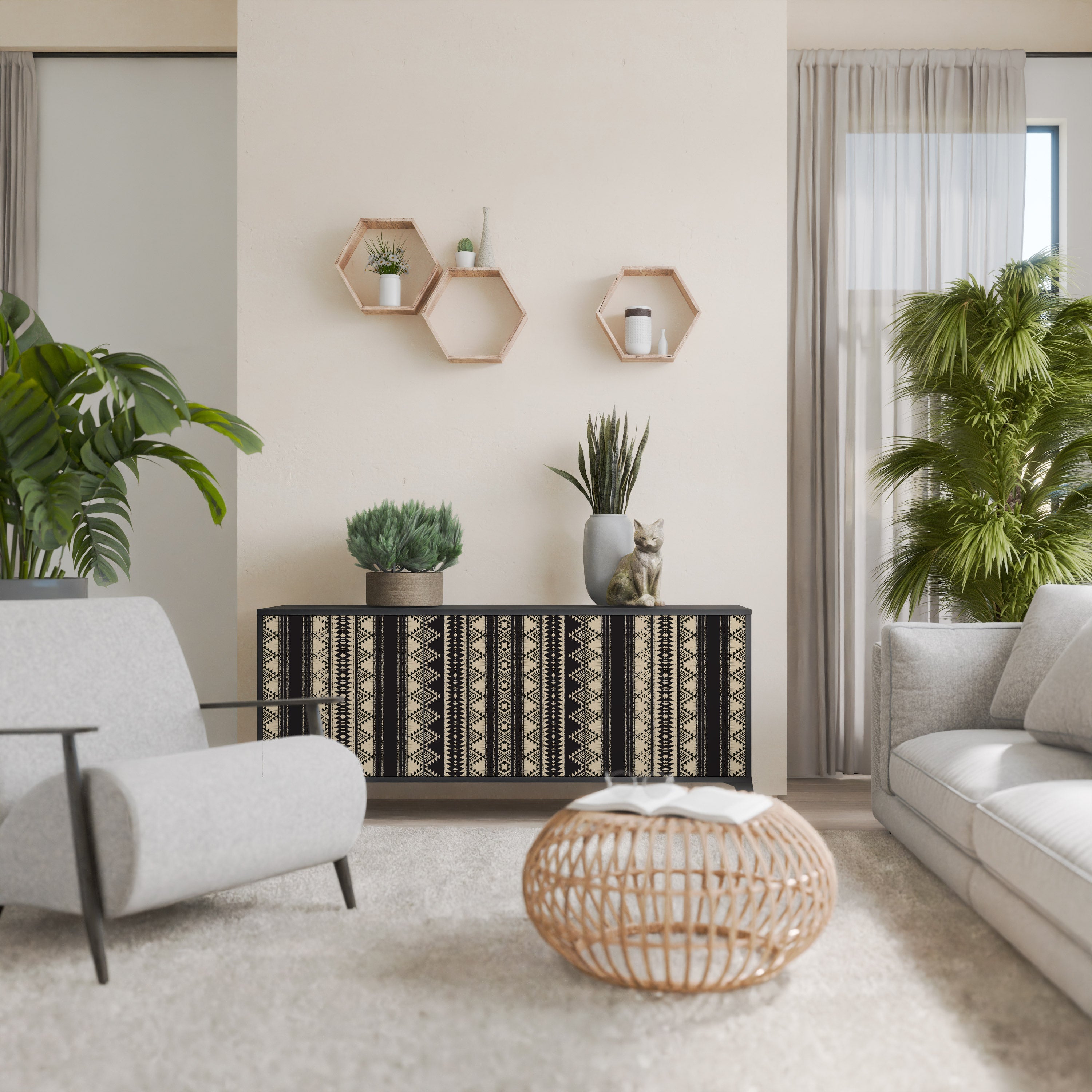 AZTEC 3-türiges Sideboard in Schwarz