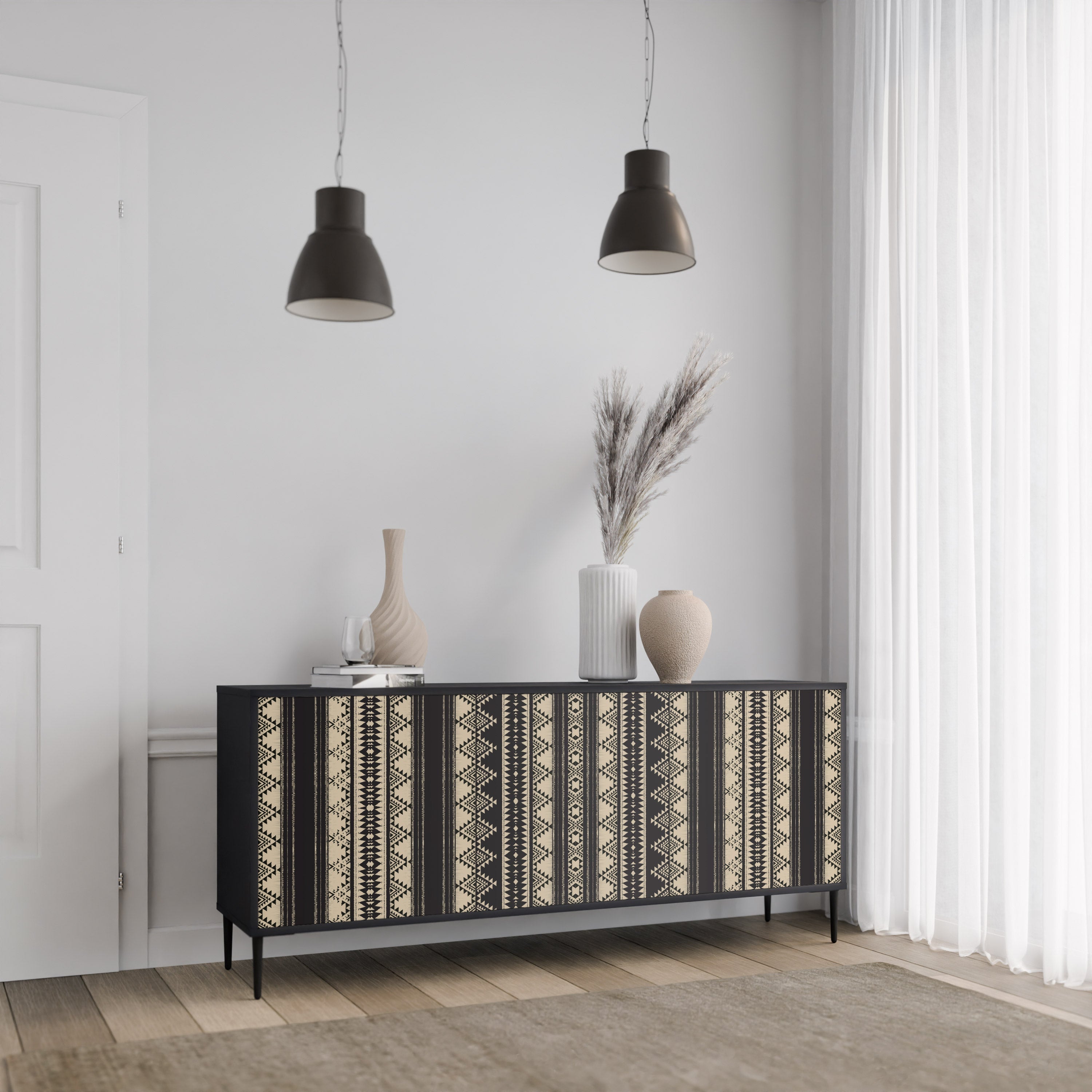 AZTEC 3-türiges Sideboard in Schwarz