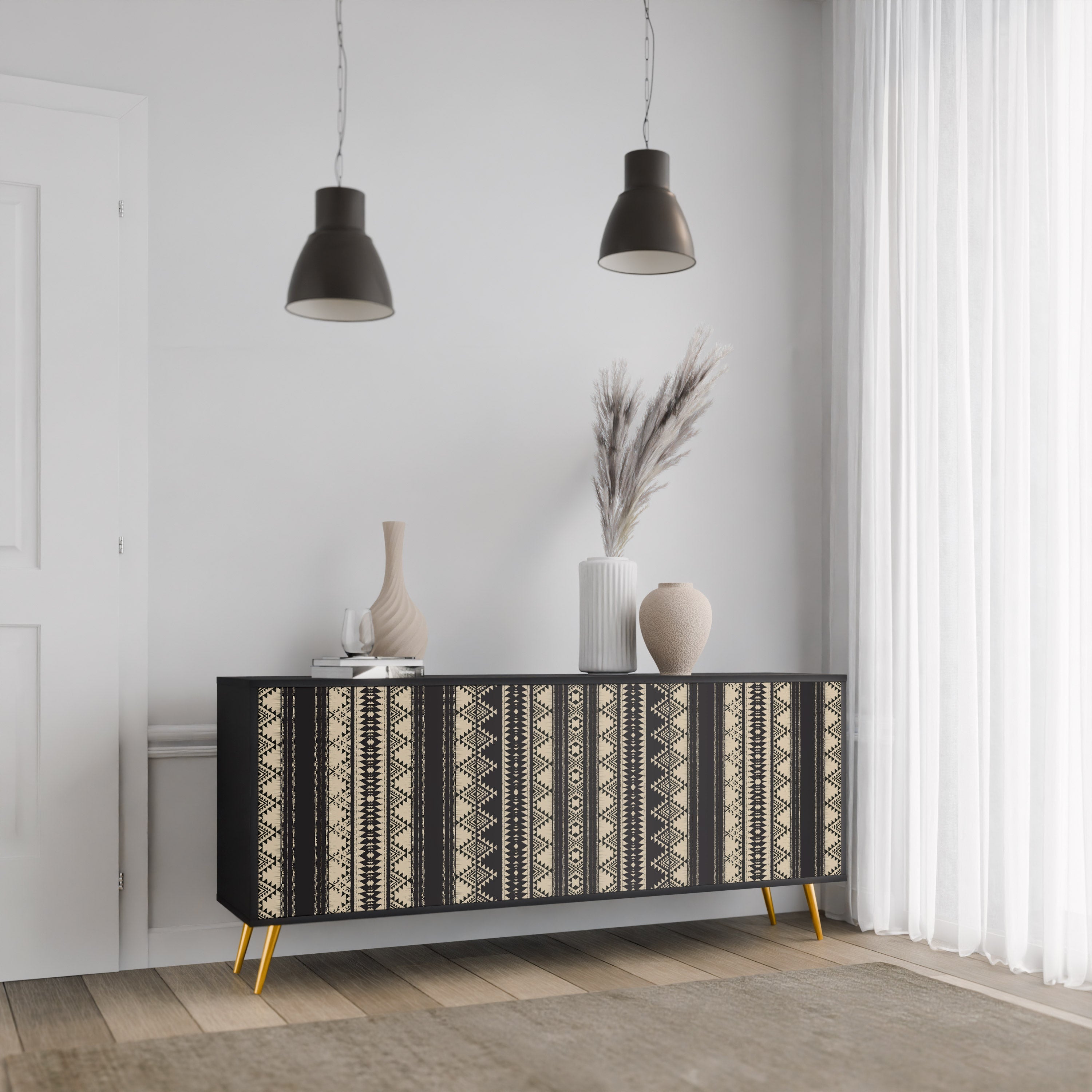 AZTEC 3-türiges Sideboard in Schwarz