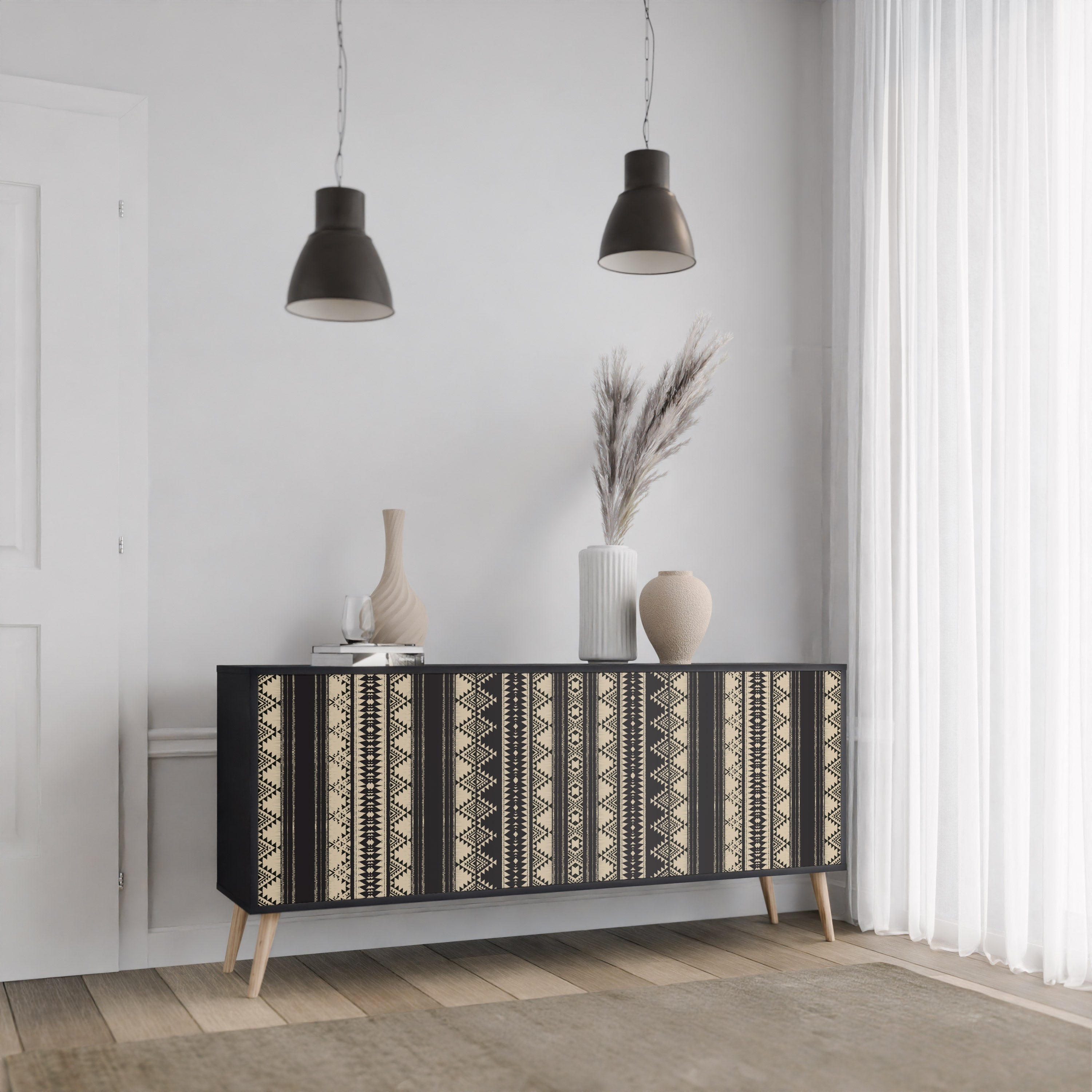 AZTEC 3-türiges Sideboard in Schwarz