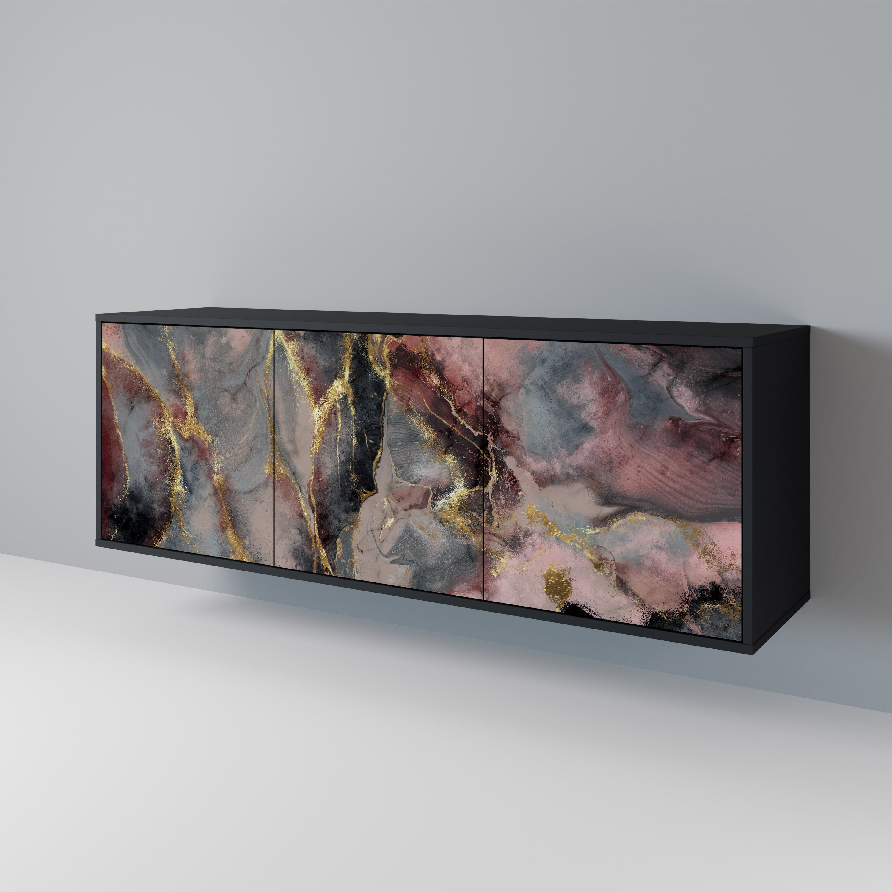 GOLDEN TIDES 3-türiges Sideboard in Schwarz