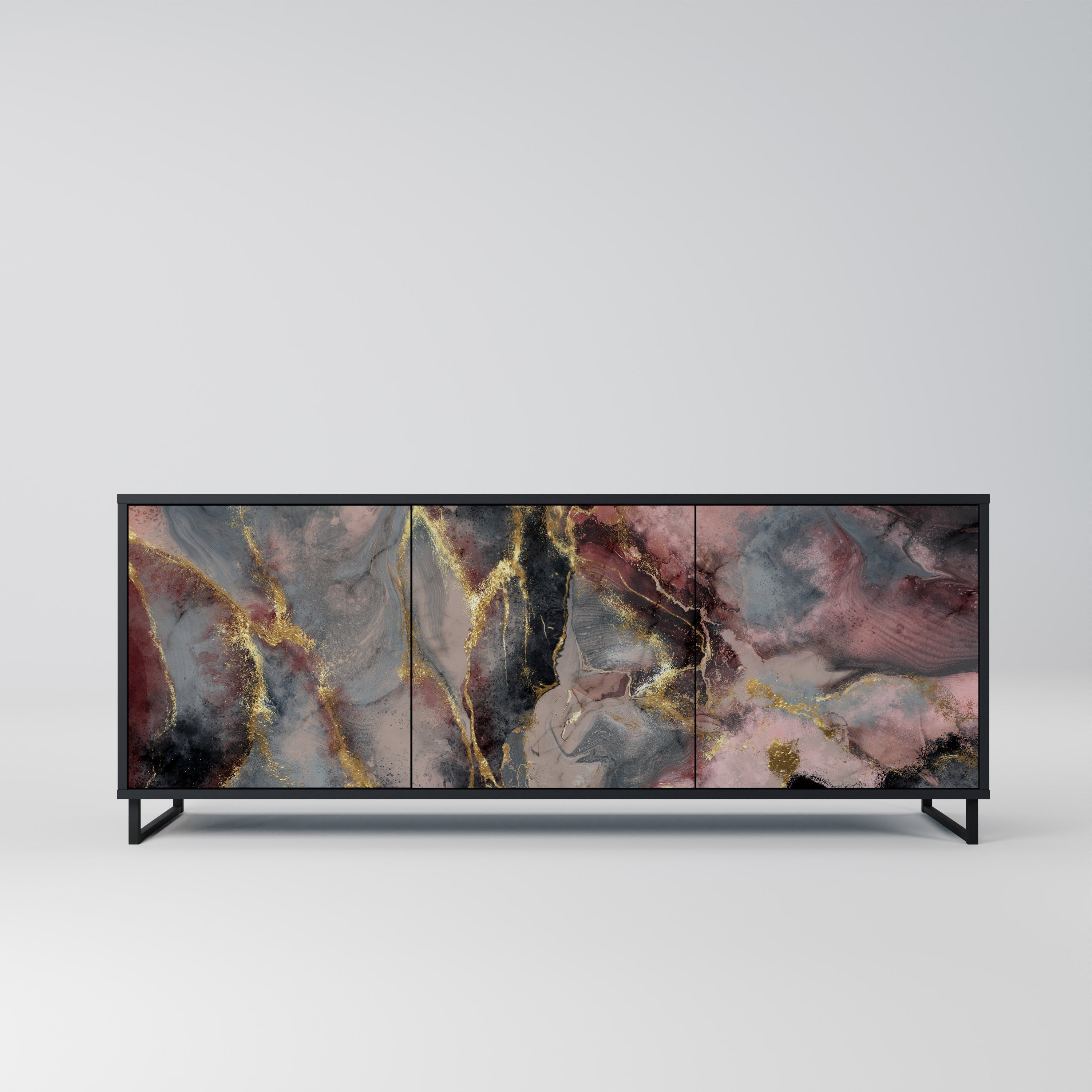 GOLDEN TIDES 3-türiges Sideboard in Schwarz