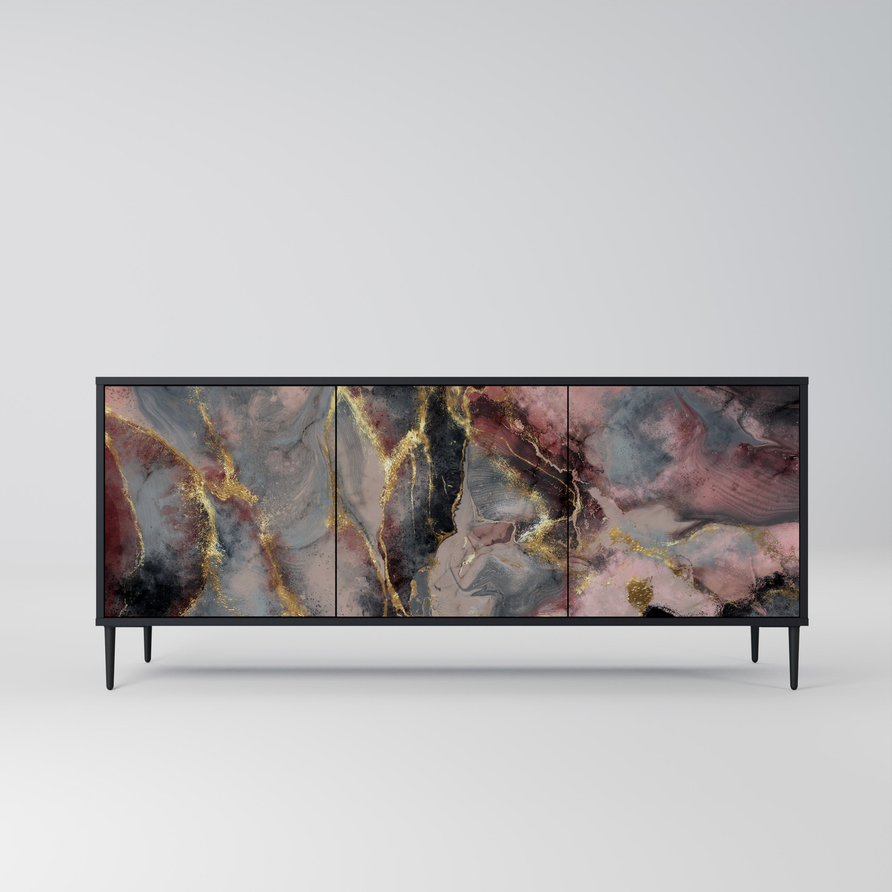 GOLDEN TIDES 3-türiges Sideboard in Schwarz