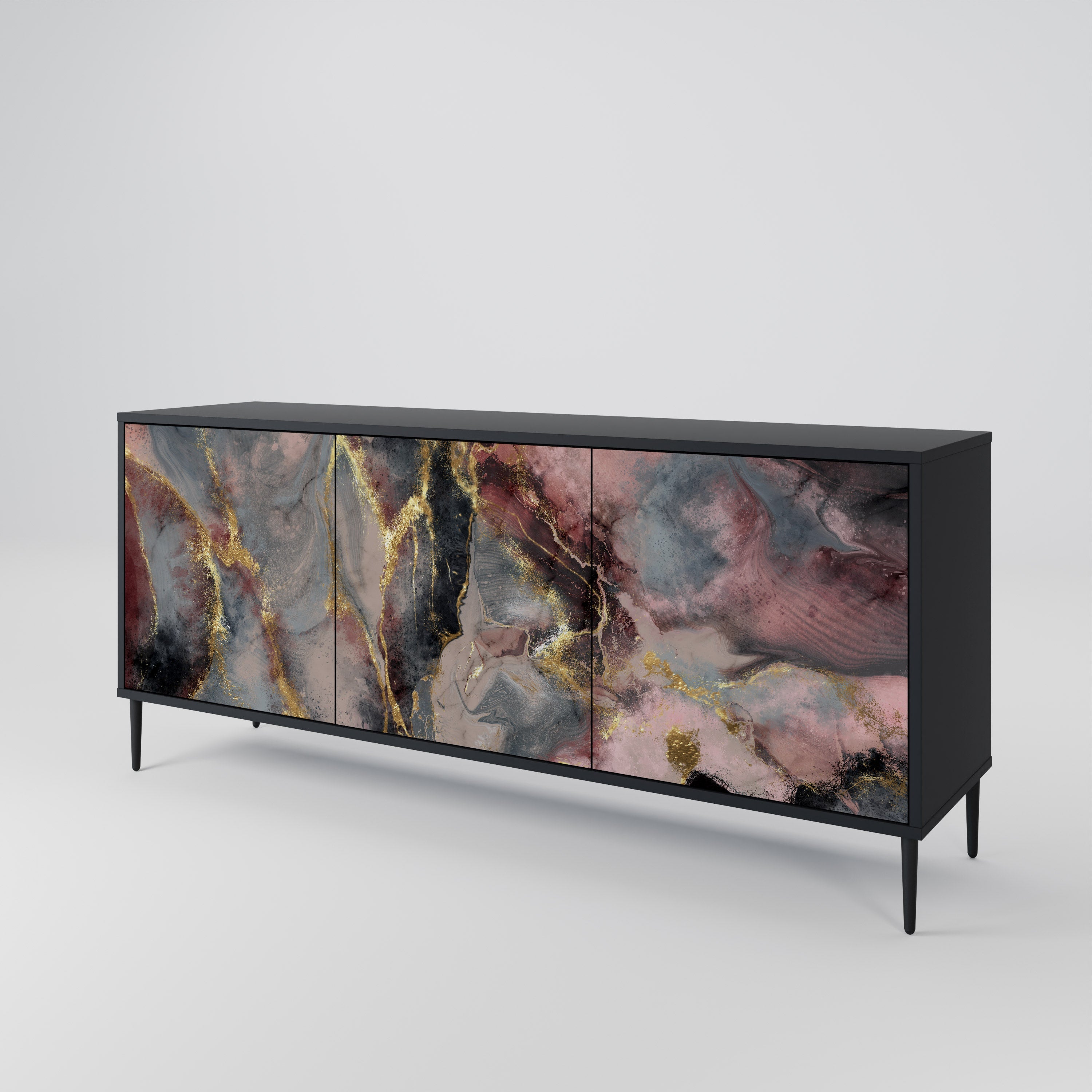 GOLDEN TIDES 3-türiges Sideboard in Schwarz