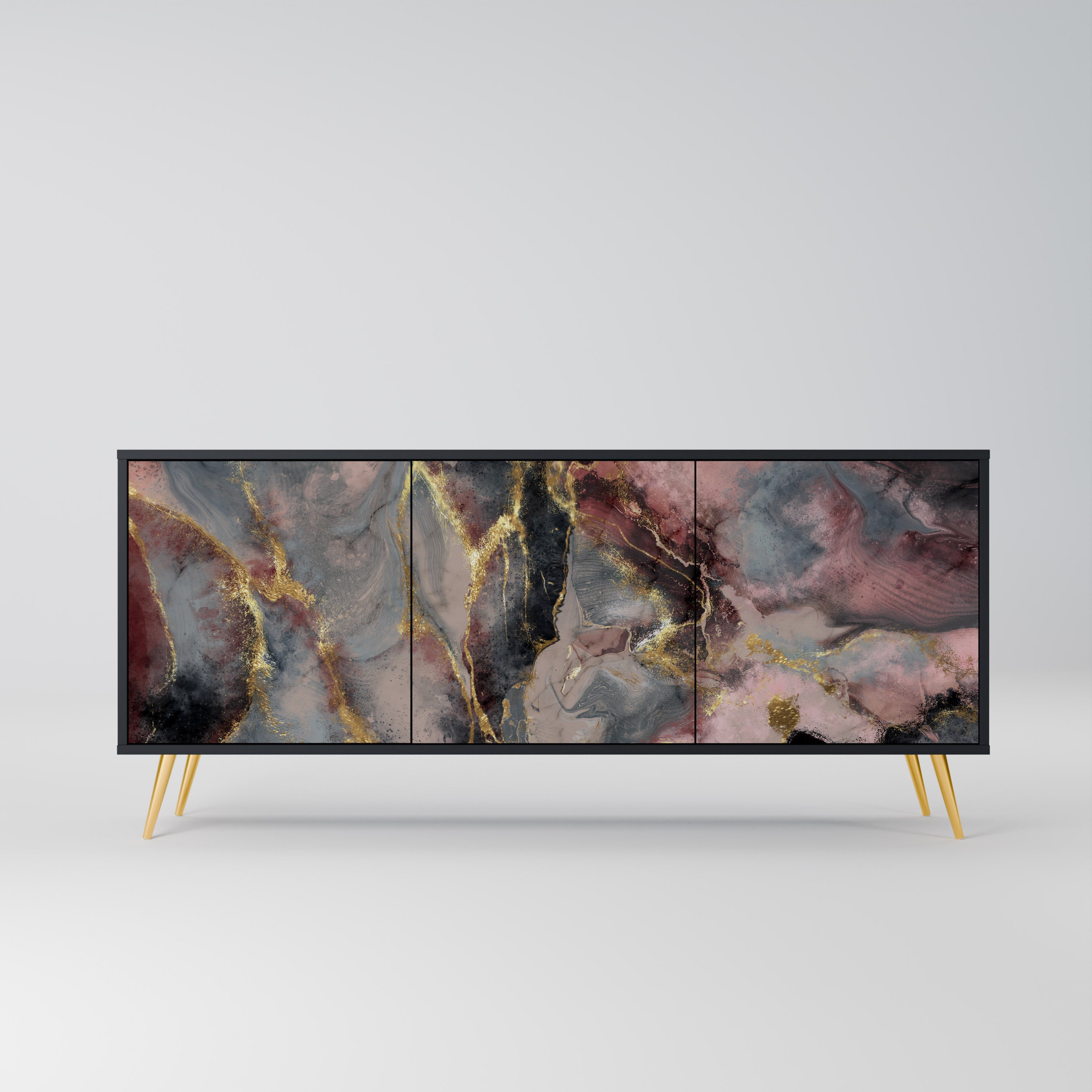 GOLDEN TIDES 3-türiges Sideboard in Schwarz
