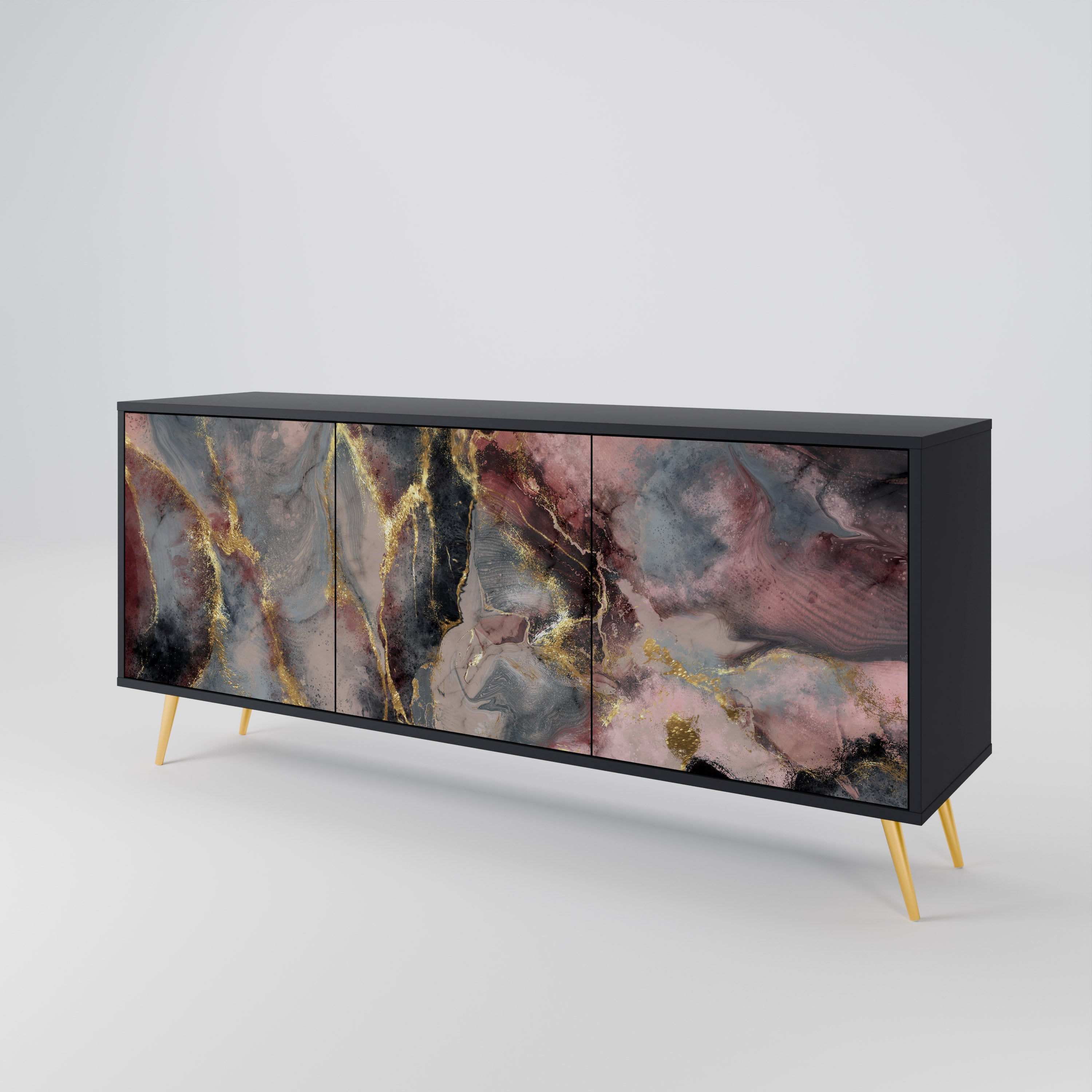 GOLDEN TIDES 3-türiges Sideboard in Schwarz