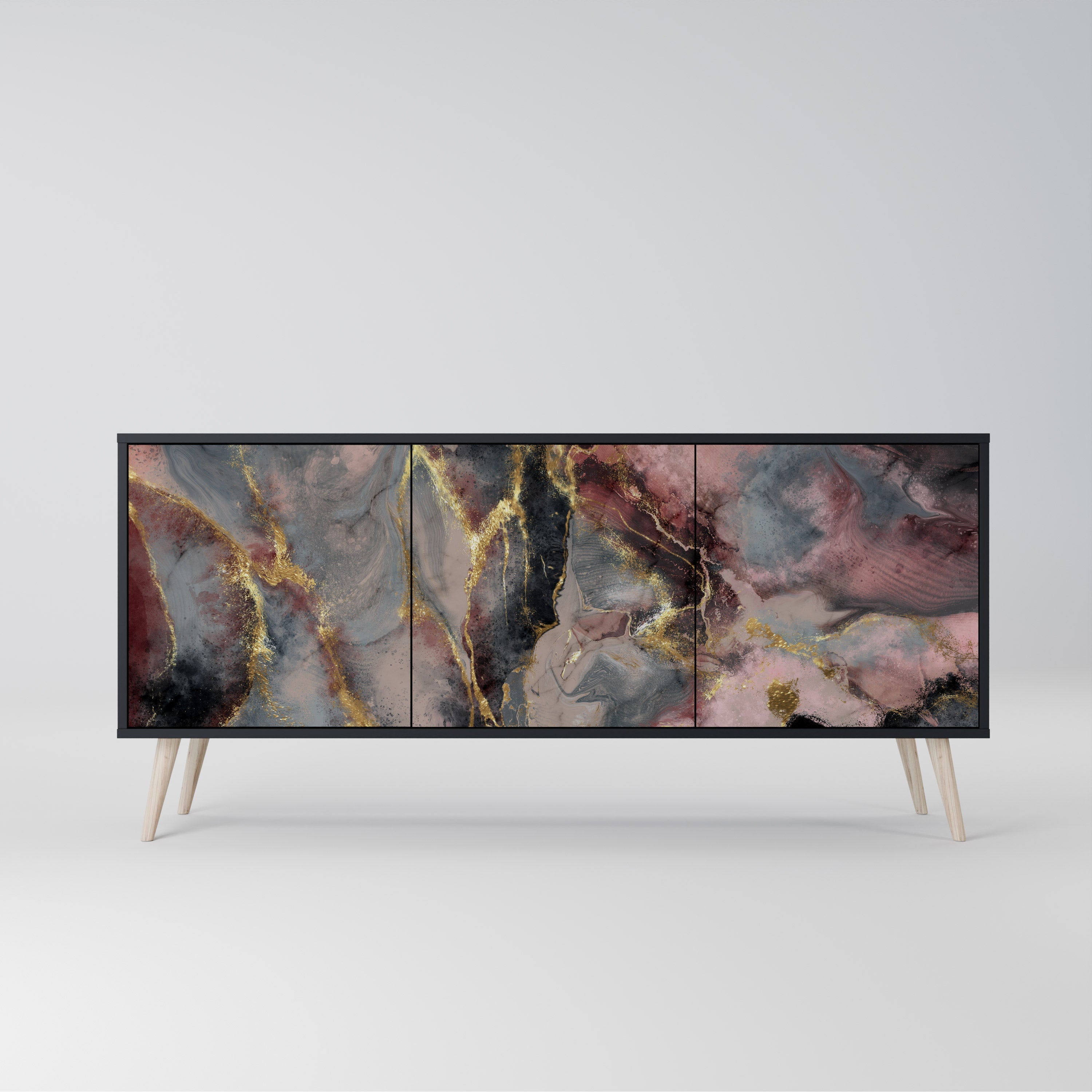 GOLDEN TIDES 3-türiges Sideboard in Schwarz