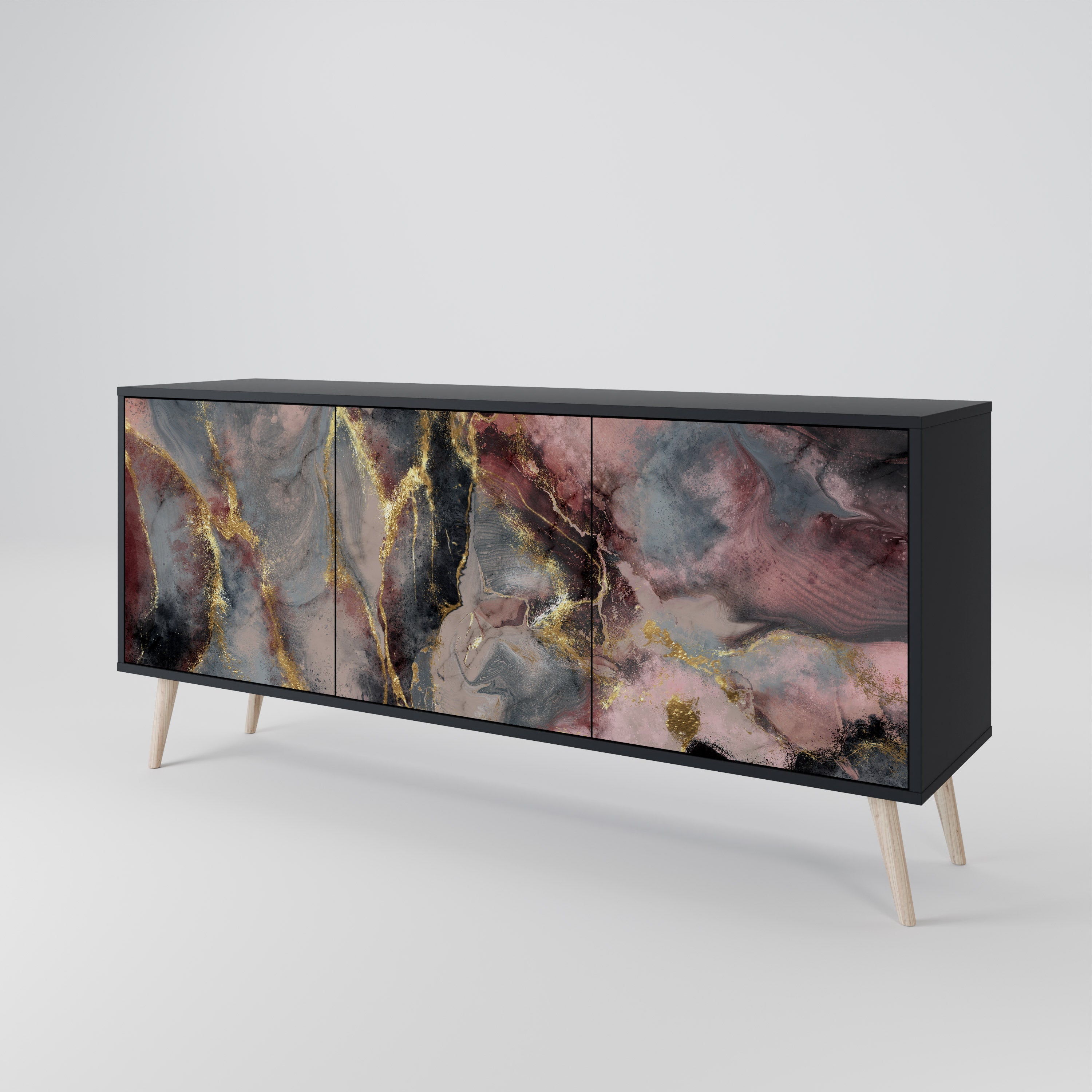 GOLDEN TIDES 3-türiges Sideboard in Schwarz