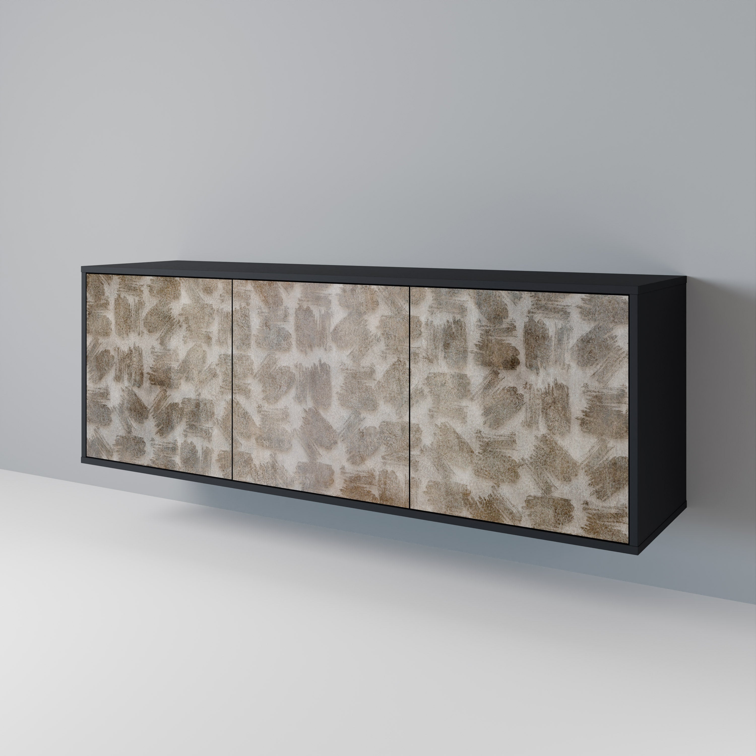 SLIGHTLY BLURRED 3-türiges Sideboard in schwarzem Finish